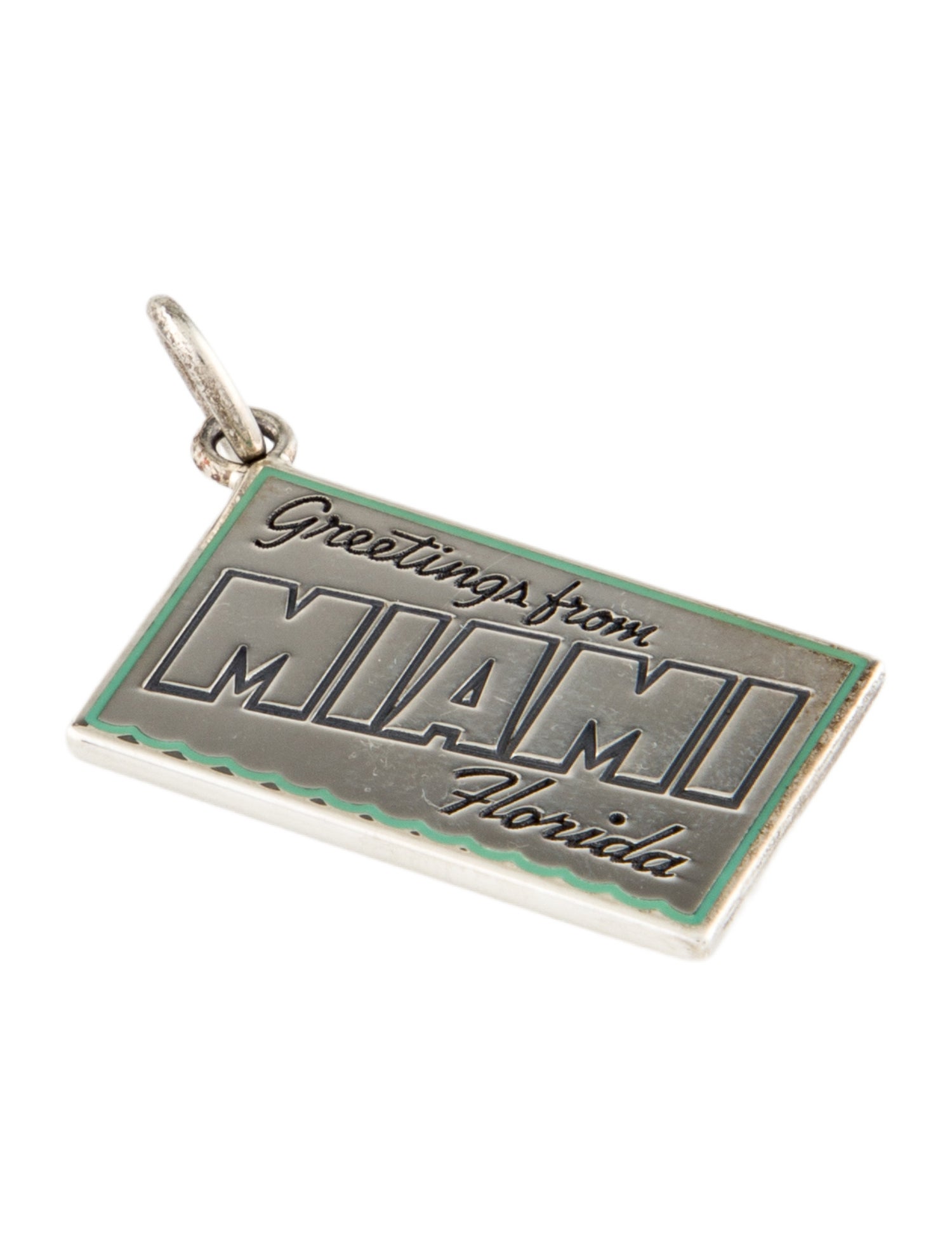Tiffany & Co. Enamel 'Greetings From Miami' Postcard Charm