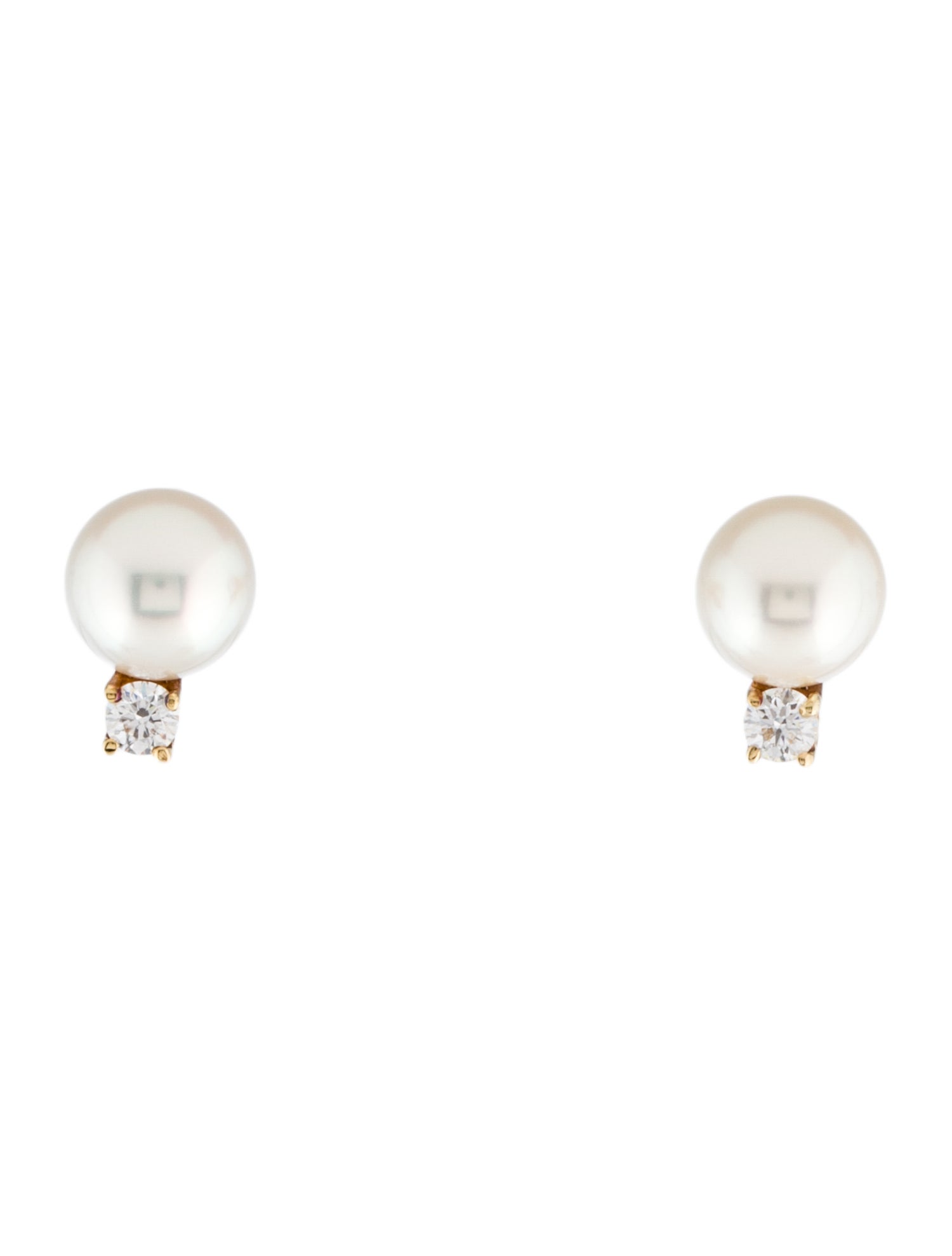 Tiffany & Co. 18K Diamond & Pearl Stud Earrings