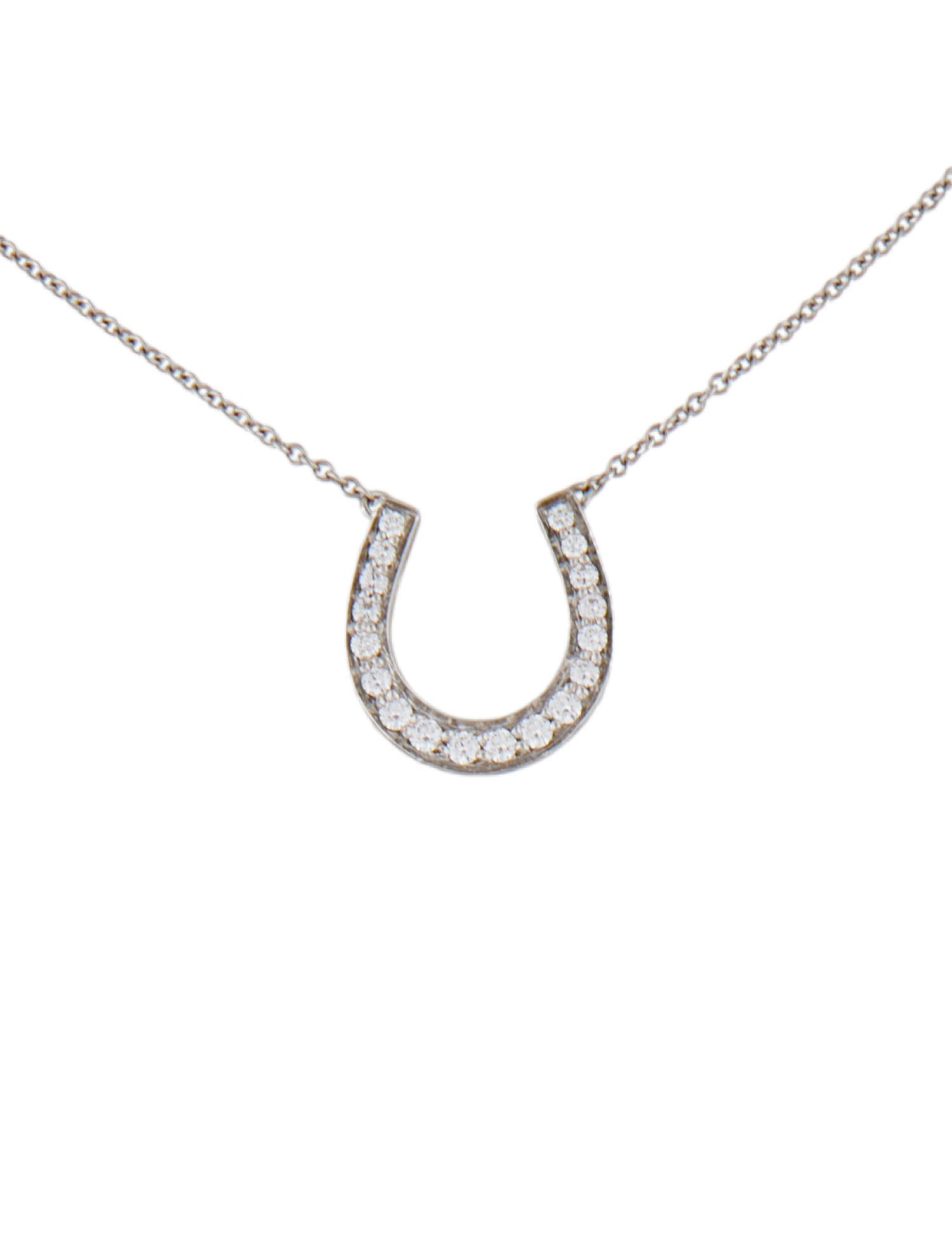 Tiffany & Co. Platinum Diamond Horseshoe Pendant Necklace