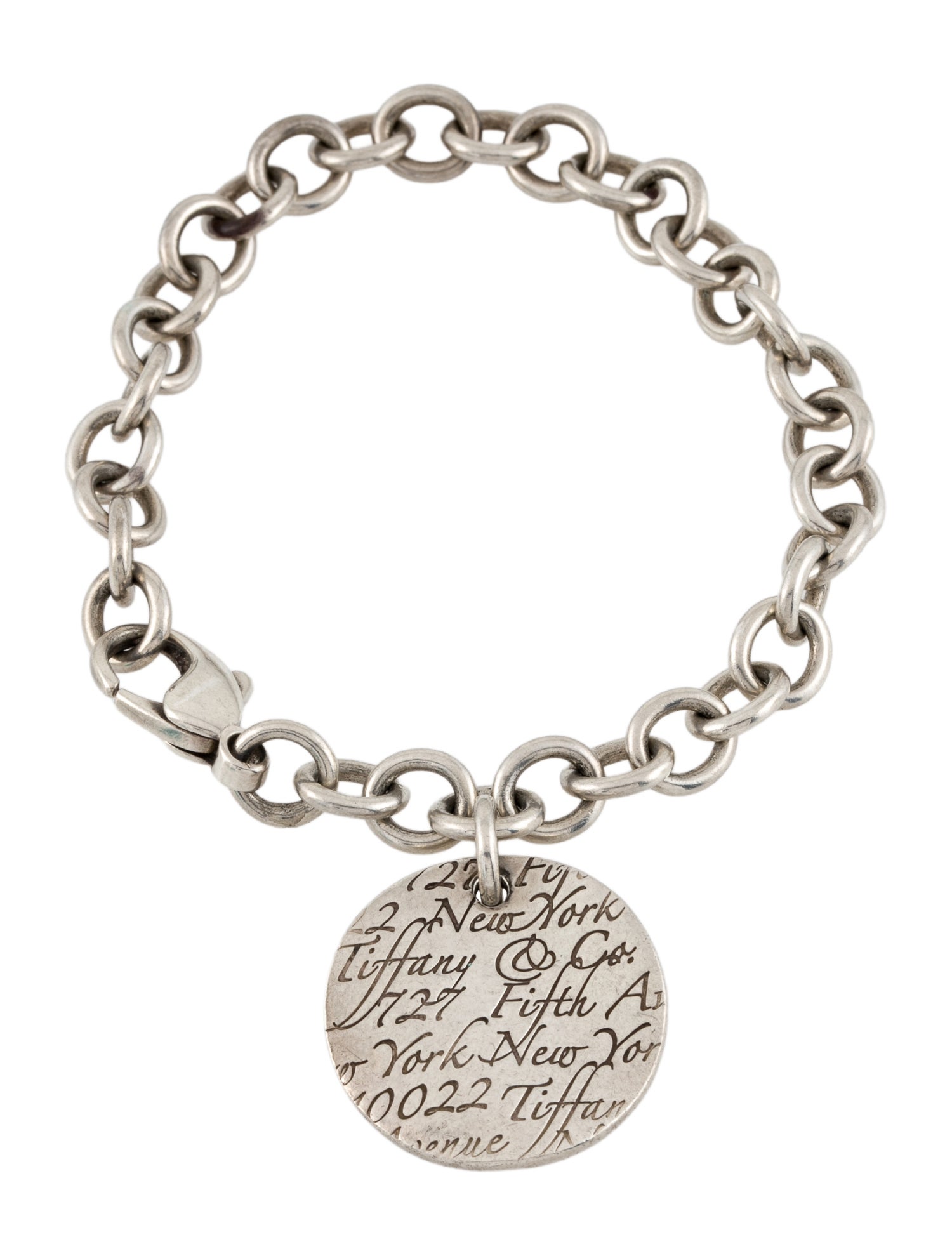 Tiffany & Co. Notes Round Tag Charm Bracelet