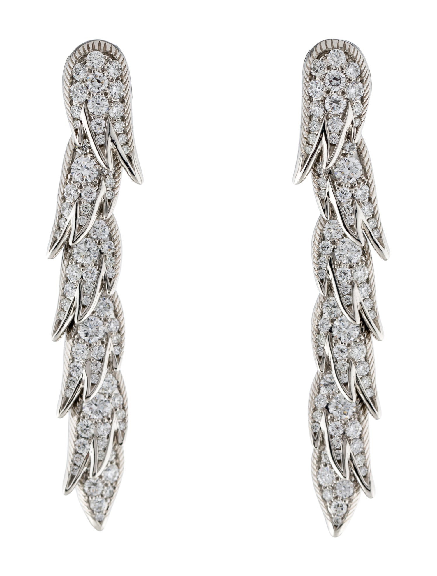 Tiffany & Co. Platinum Diamond Bird on Rock Drop Earrings
