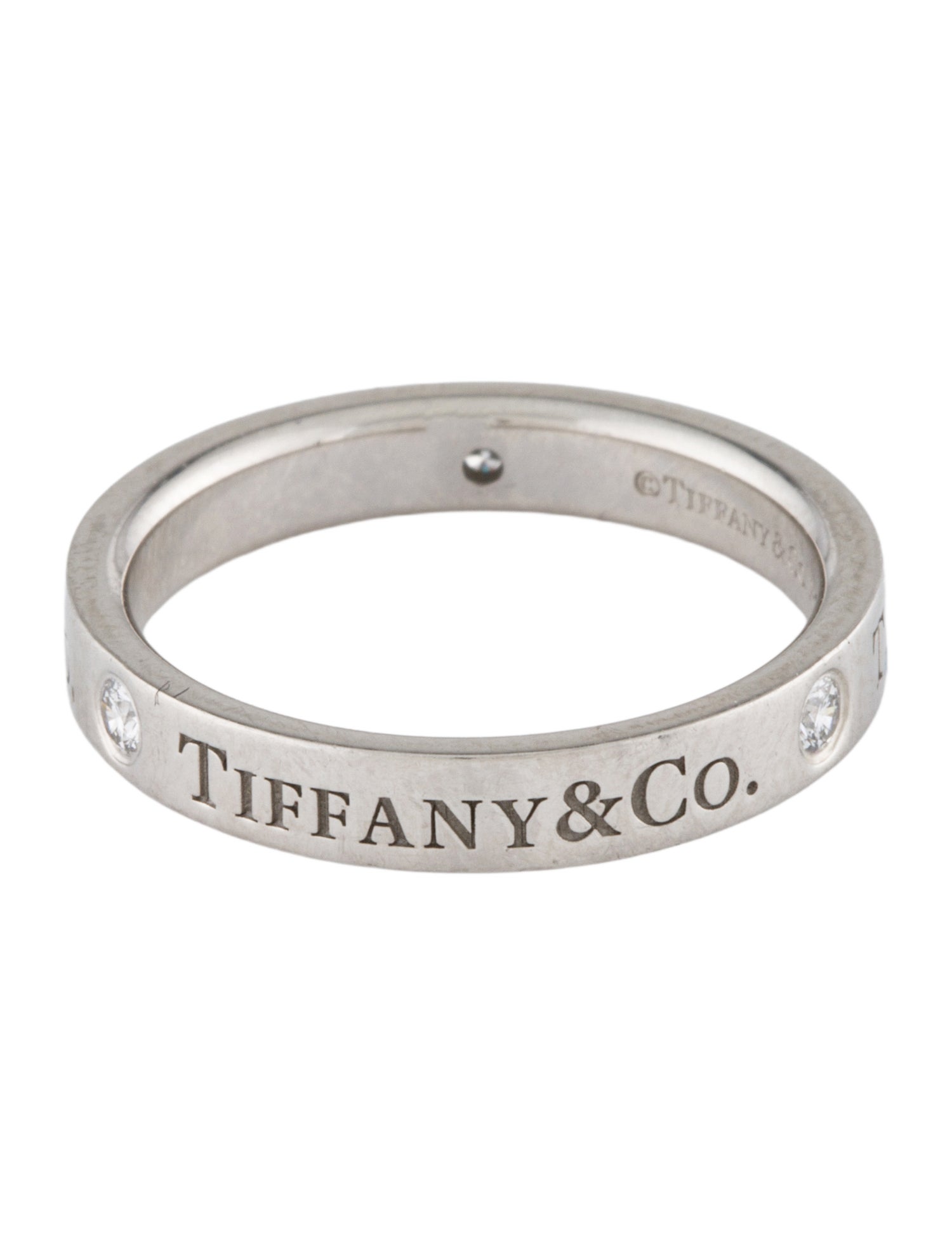 Tiffany & Co. Platinum Diamond T&CO. Band Ring