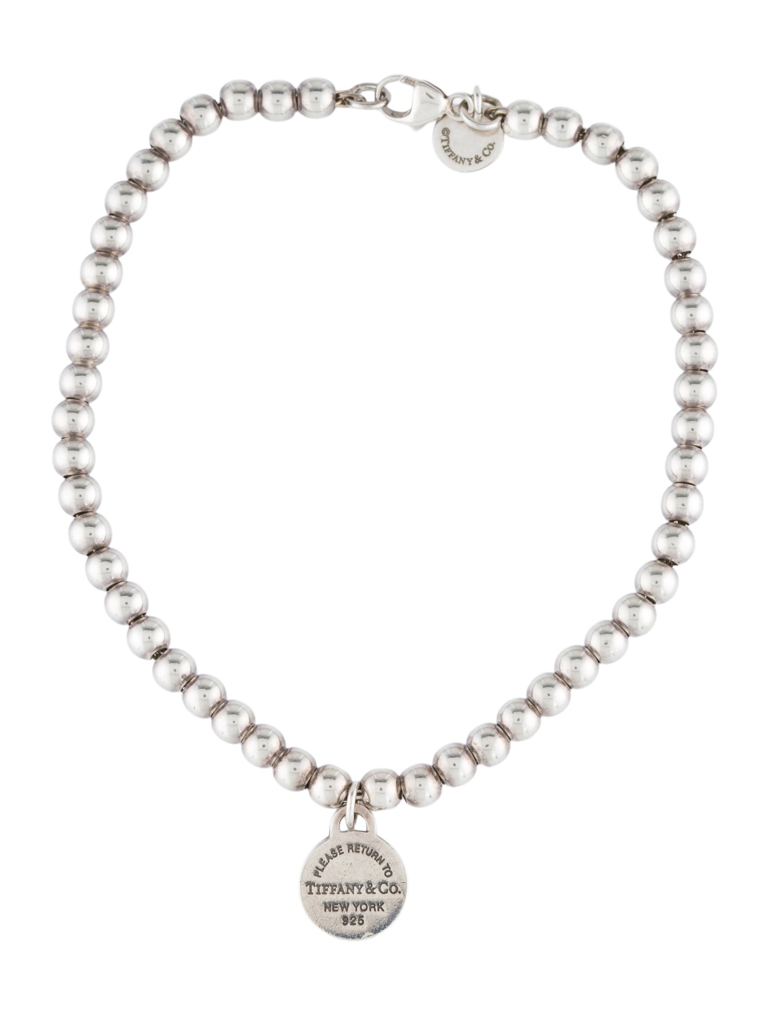 Tiffany & Co. Enamel Heart Round Tag Bead Bracelet