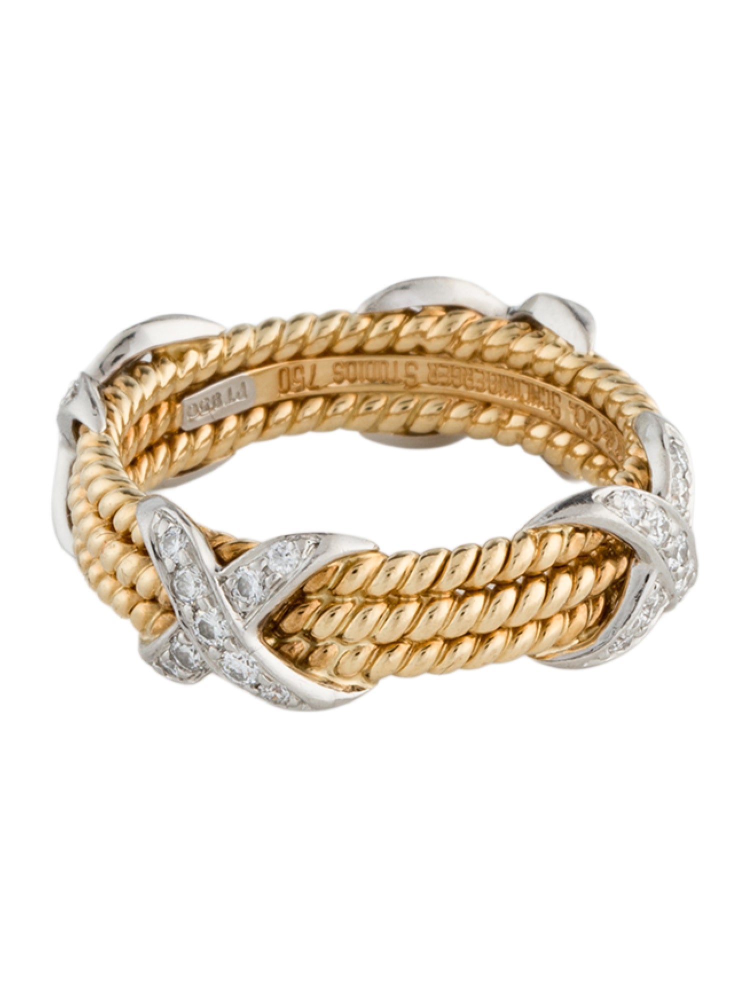 Tiffany & Co. Diamond Rope Three-Row X Ring