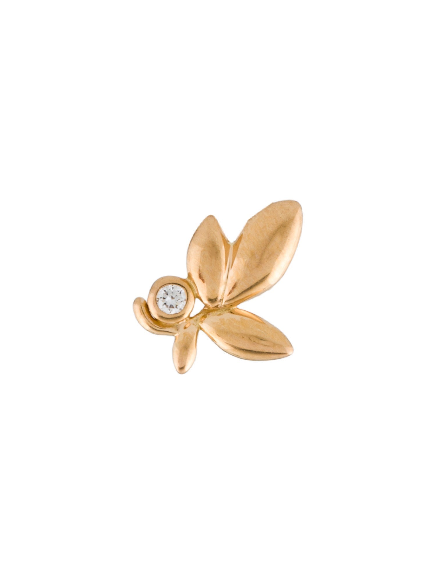 Tiffany & Co. 18K Diamond Single Olive Leaf Stud Earring