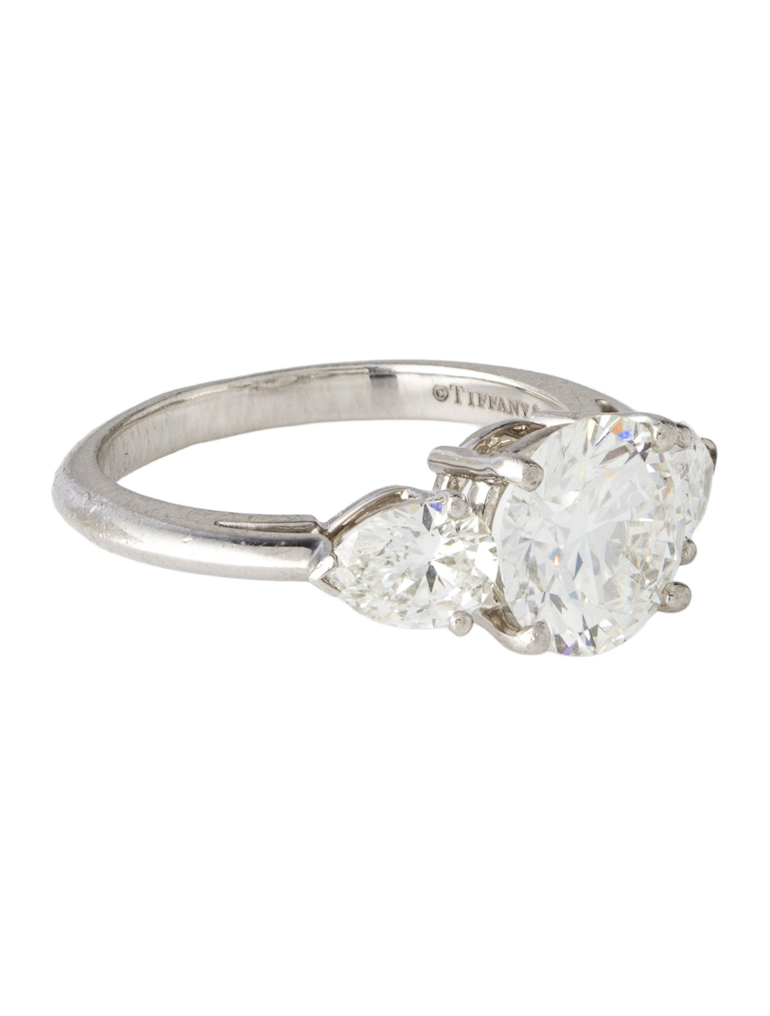 Tiffany & Co. Platinum 2.97ctw Three-Stone Diamond Engagement Ring