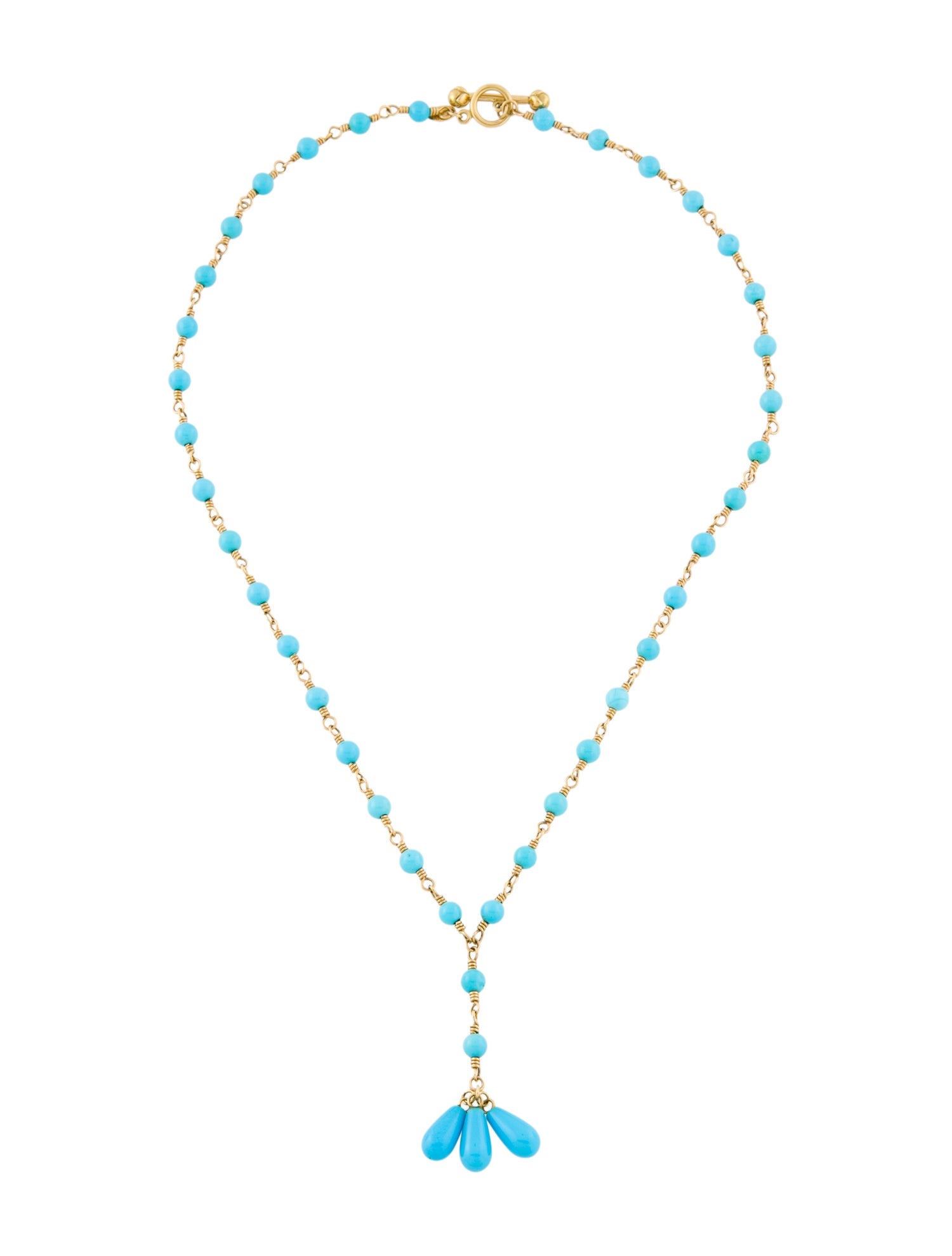 Tiffany & Co. 18K Turquoise Bead Tassel Lavalier Necklace