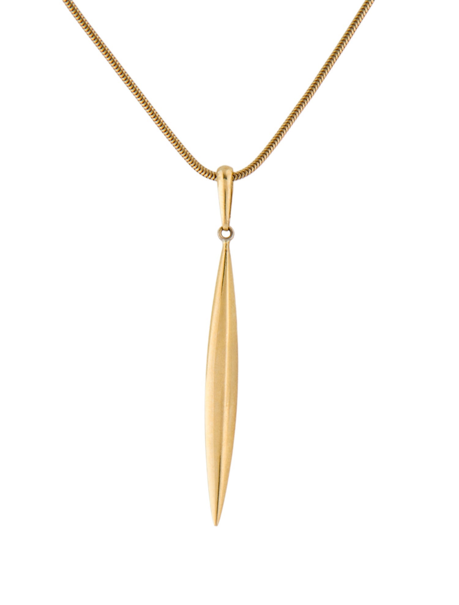 Tiffany & Co. 18K Feather Pendant Necklace