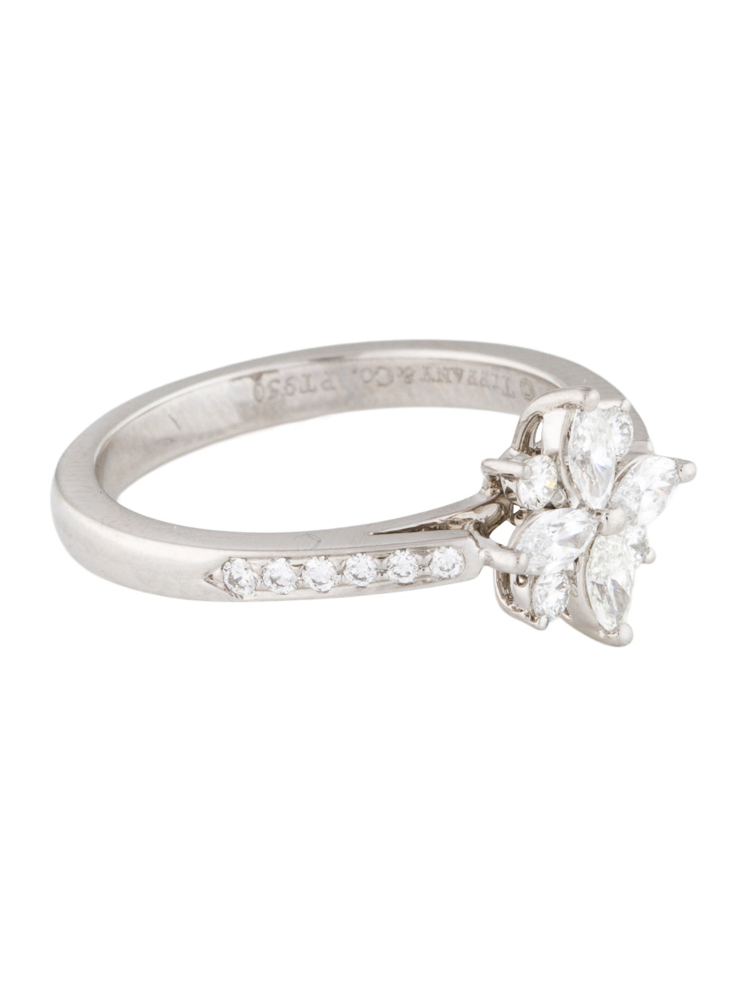 Tiffany & Co. Platinum Diamond Victoria Mixed Cluster Cocktail Ring