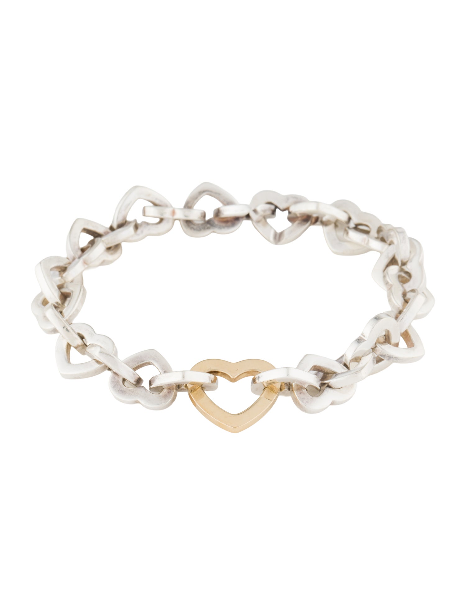 Tiffany & Co. Vintage Two-Tone Heart Link Bracelet