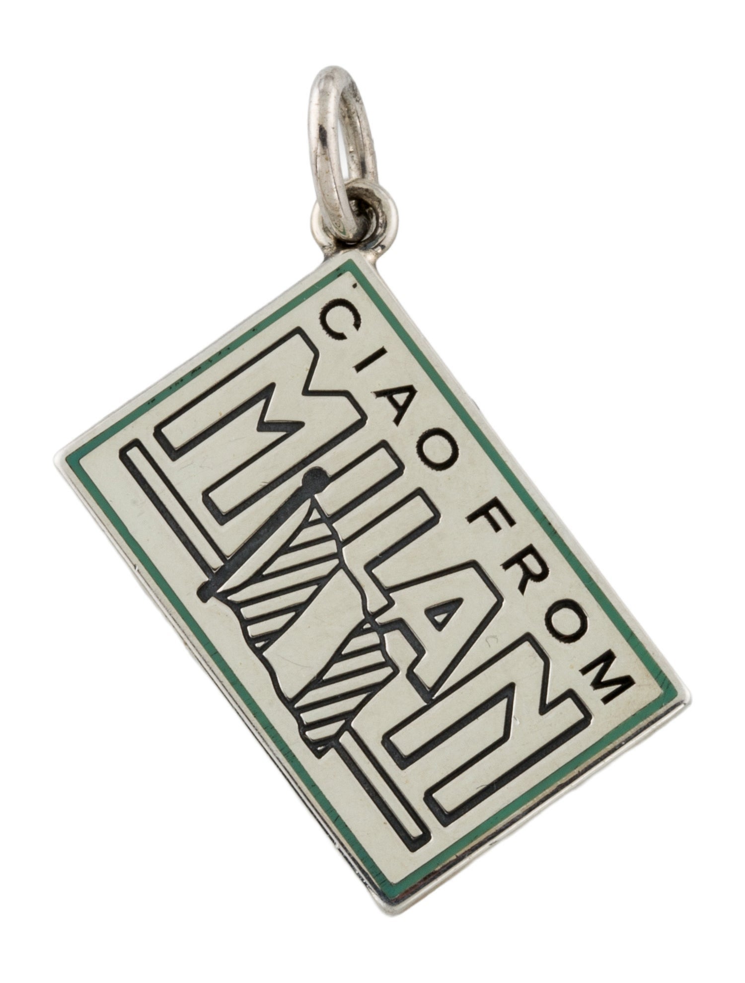 Tiffany & Co. Enamel "Greetings From Milan" Postcard Charm