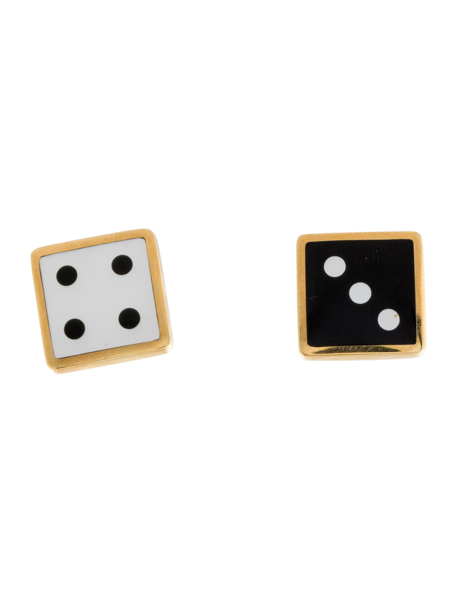 Tiffany & Co. Vintage 18K Mother of Pearl & Nephrite Dice Earclips