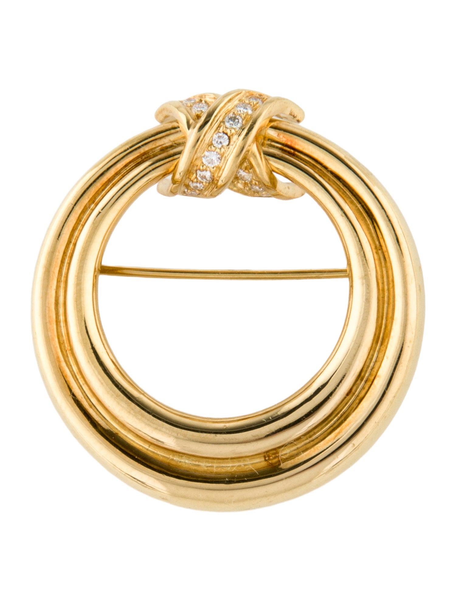 Tiffany & Co. 18K Diamond X Open Circle Pin Brooch