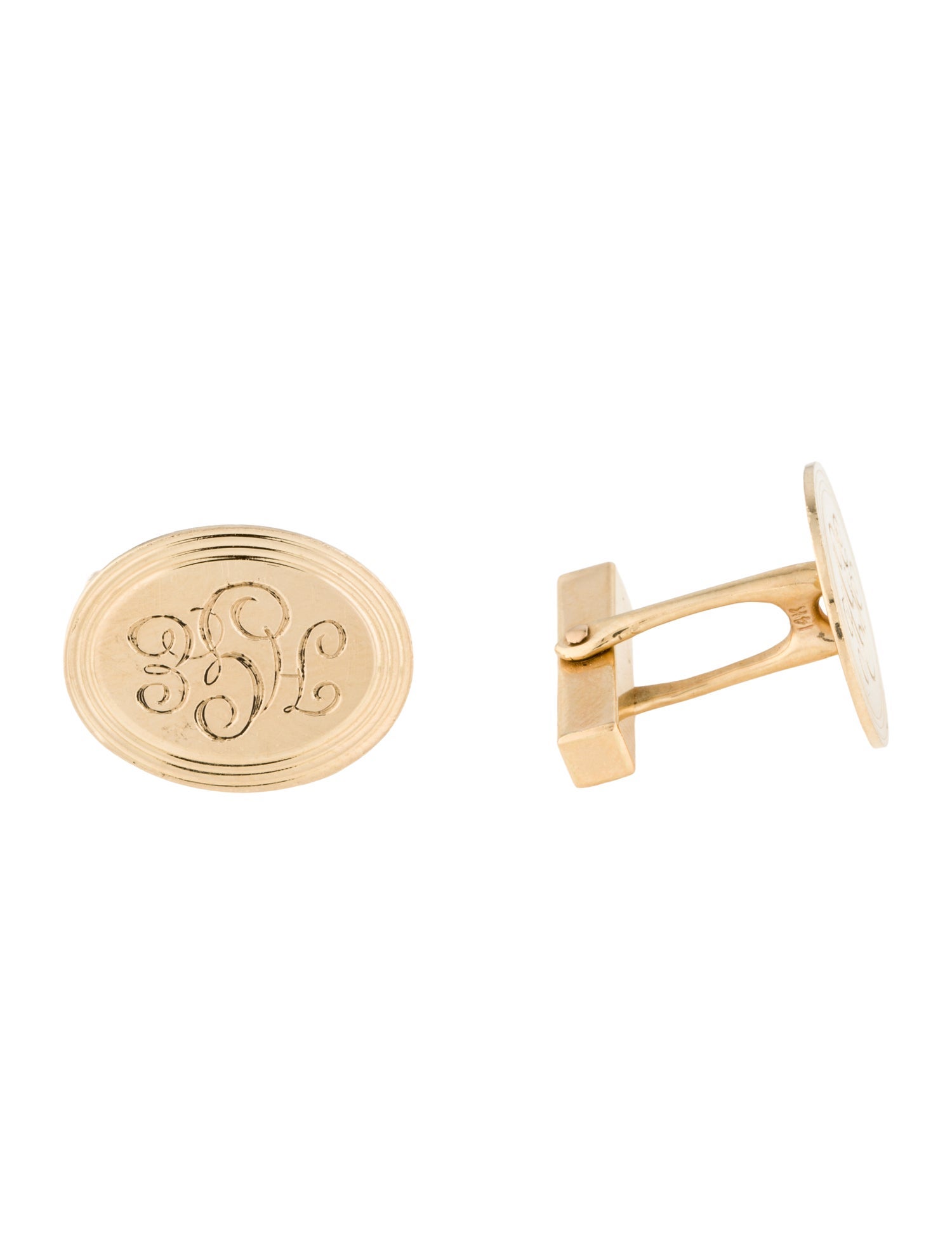 Tiffany & Co. Vintage 14K Oval Monogram Cufflinks