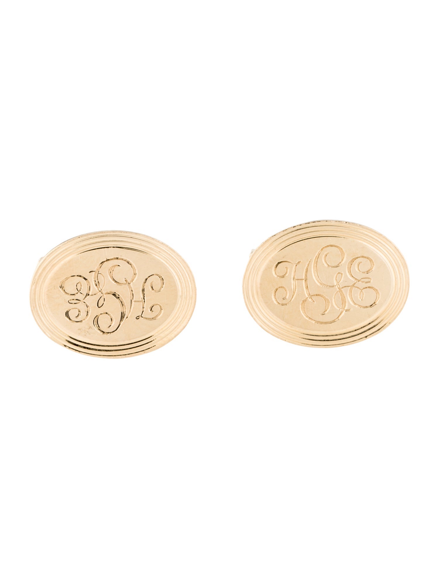 Tiffany & Co. Vintage 14K Oval Monogram Cufflinks