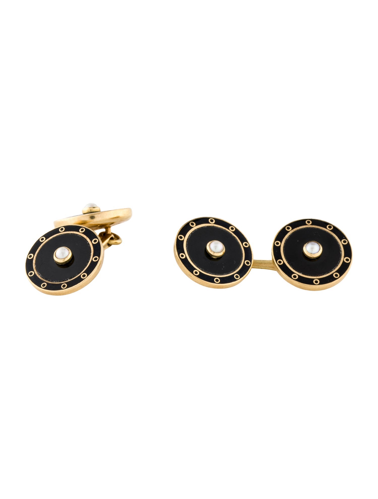 Tiffany & Co. 18K Onyx & Pearl Cufflinks