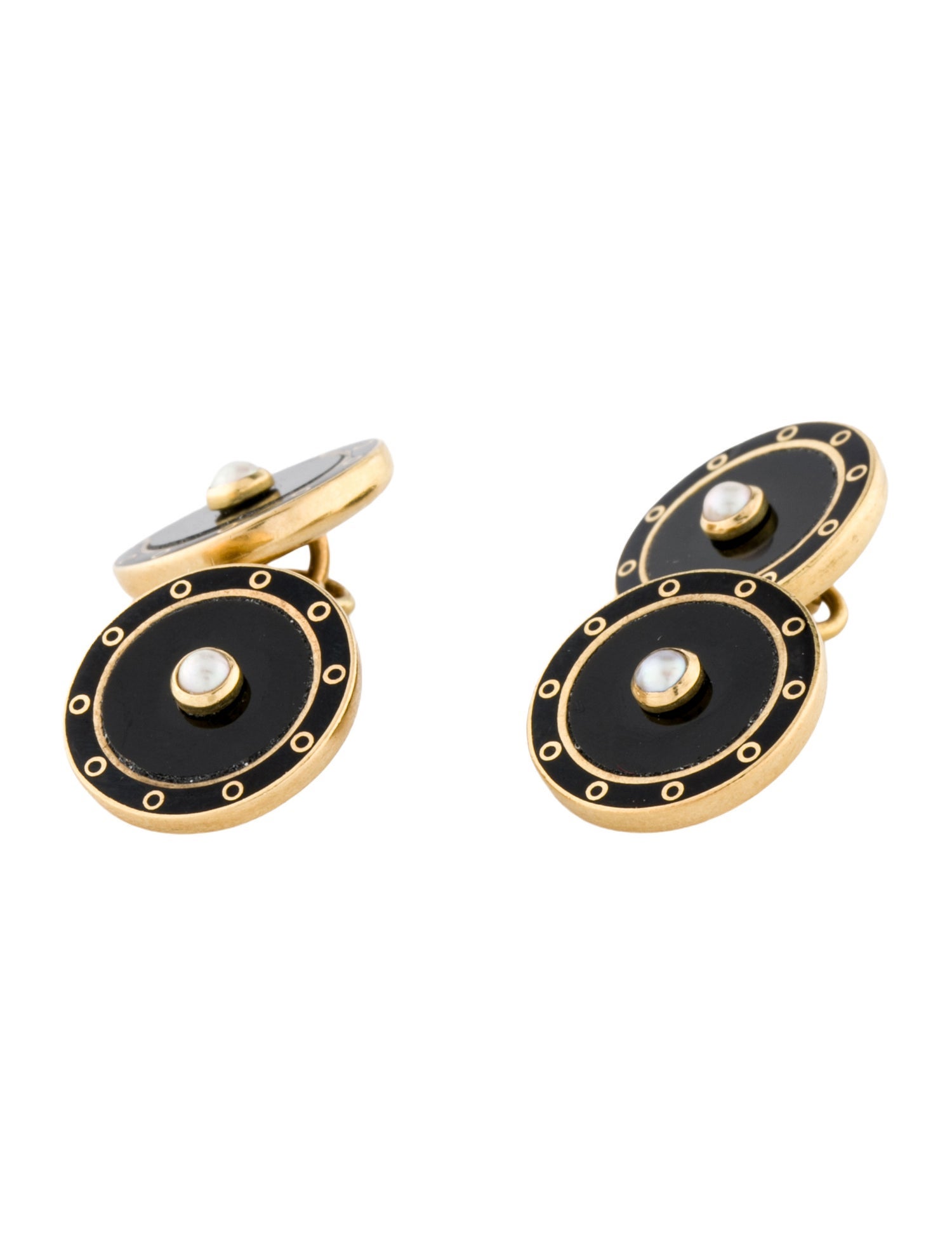Tiffany & Co. 18K Onyx & Pearl Cufflinks