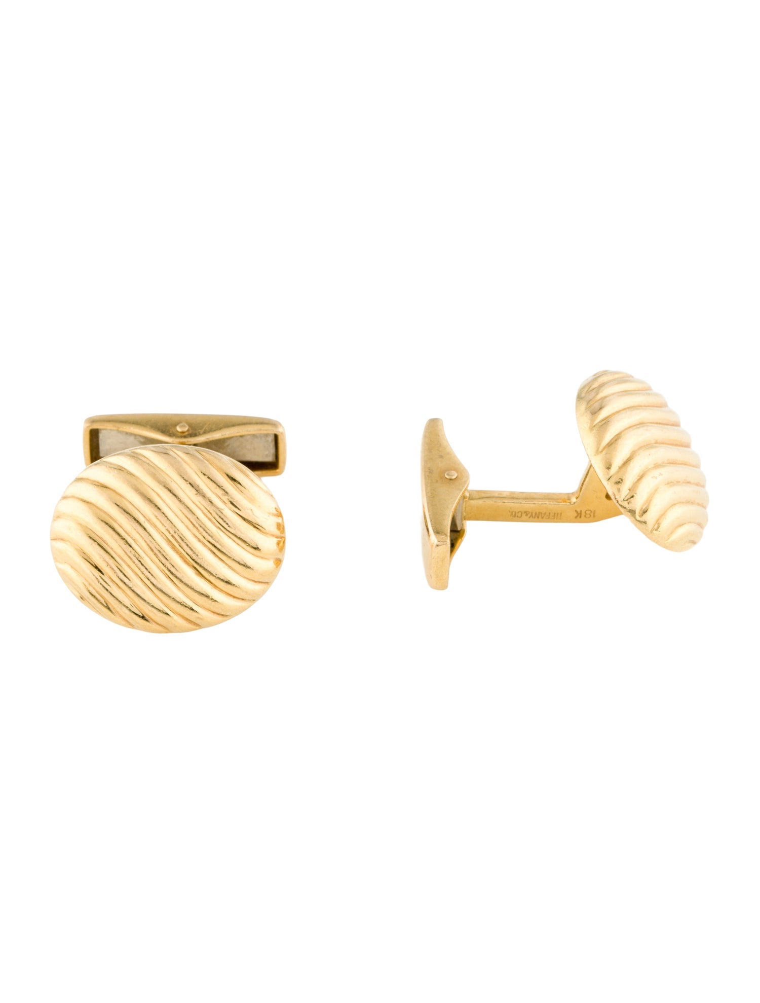 Tiffany & Co. Vintage 18K Ridged Oval Cufflinks