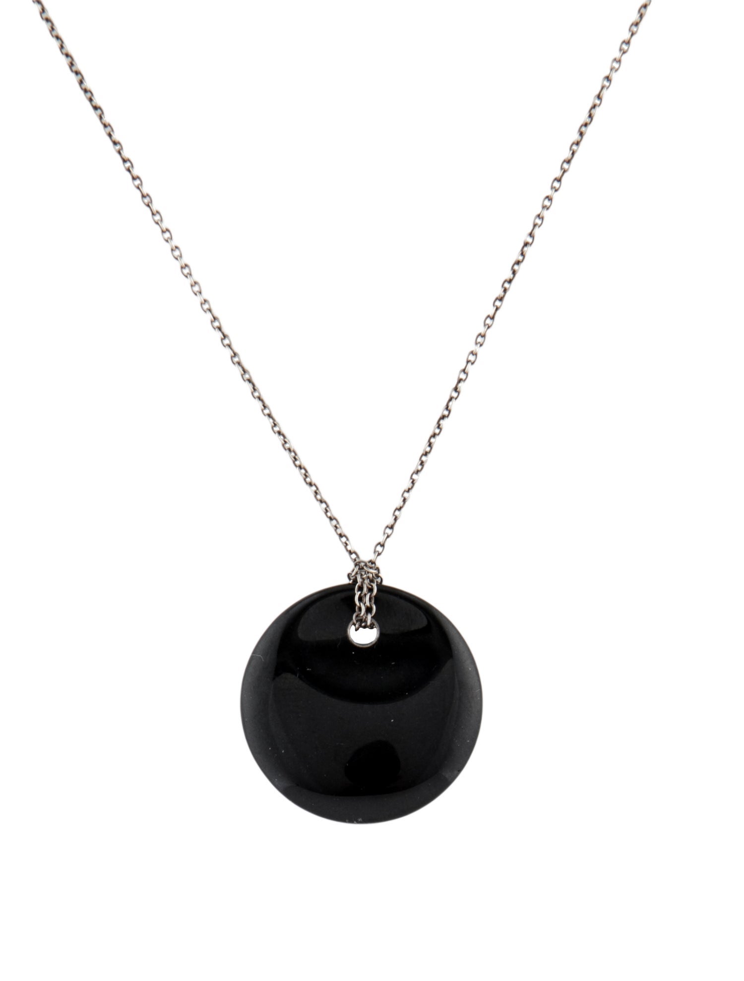 Tiffany & Co. Black Jade Disc Pendant Necklace
