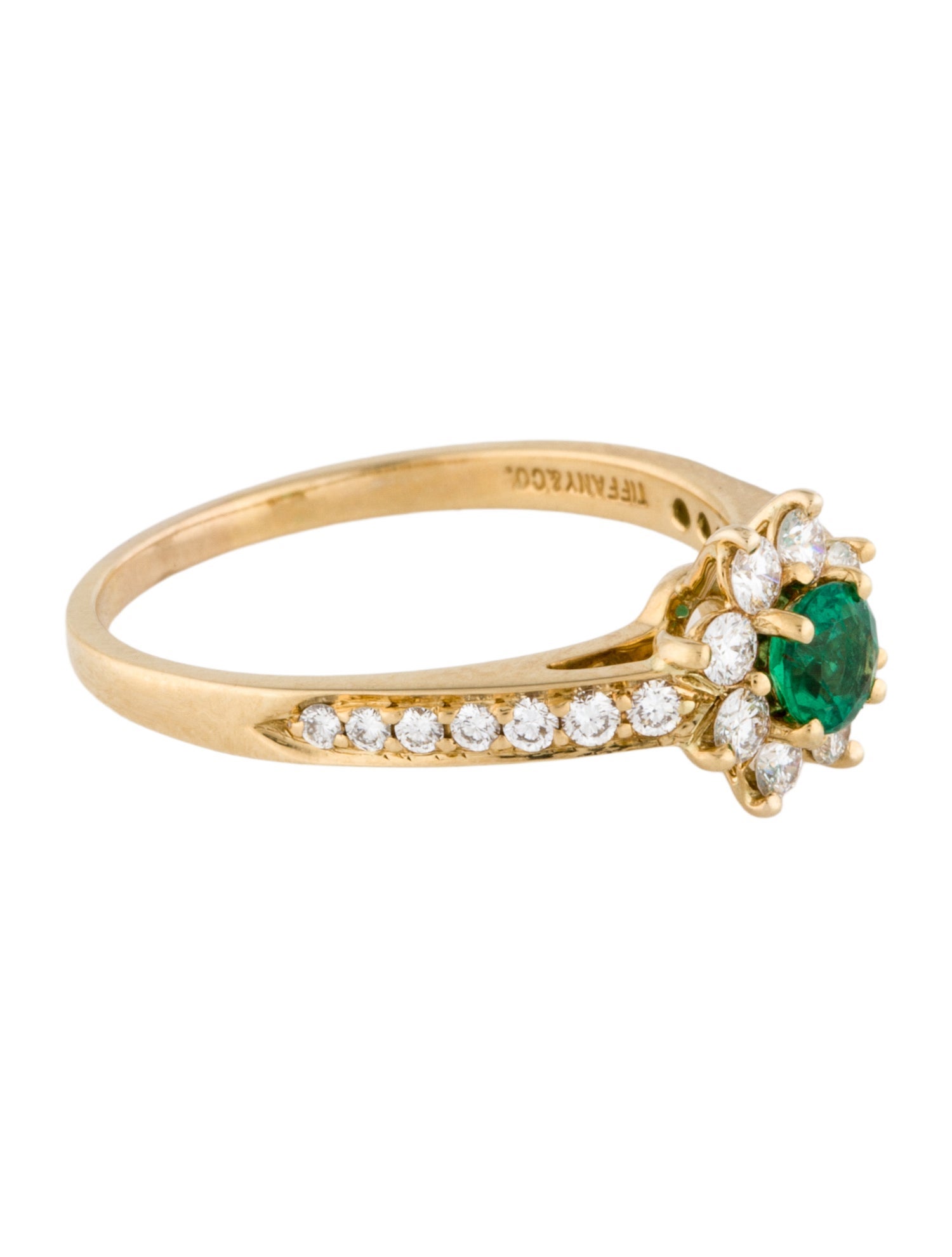 Tiffany & Co. 18K Emerald & Diamond Cluster Cocktail Ring