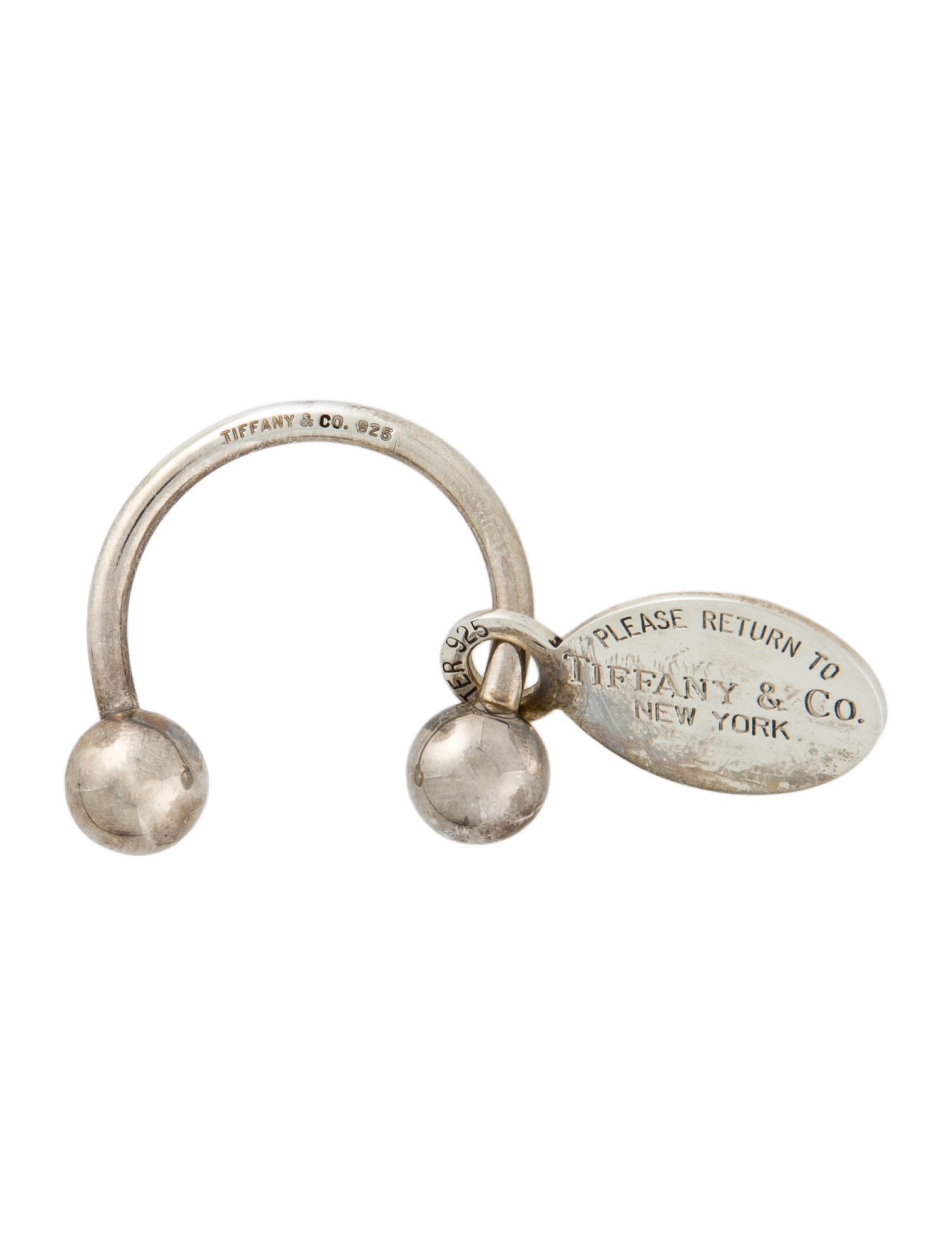 Tiffany & Co. .925 Silver Oval Tag Screwball Keyring