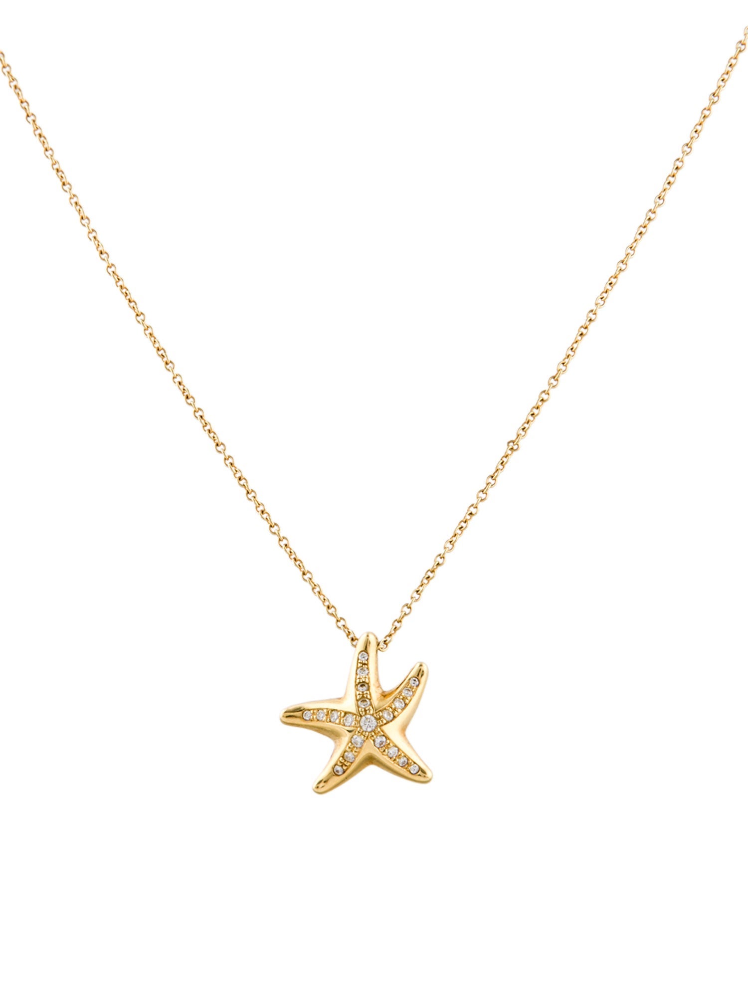 Tiffany & Co. 18K Diamond Starfish Pendant Necklace