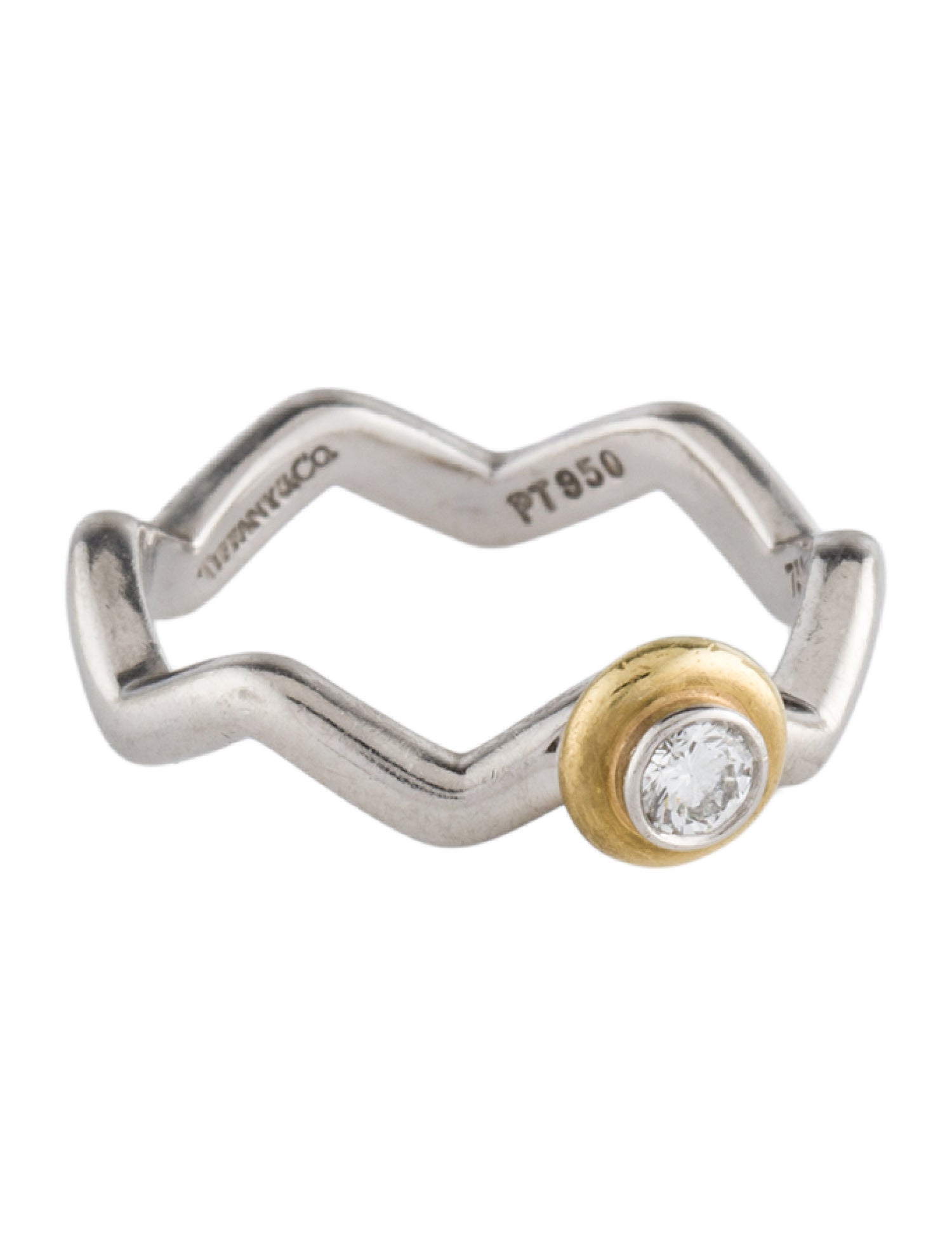 Tiffany & Co. Platinum Diamond Zig Zag Ring