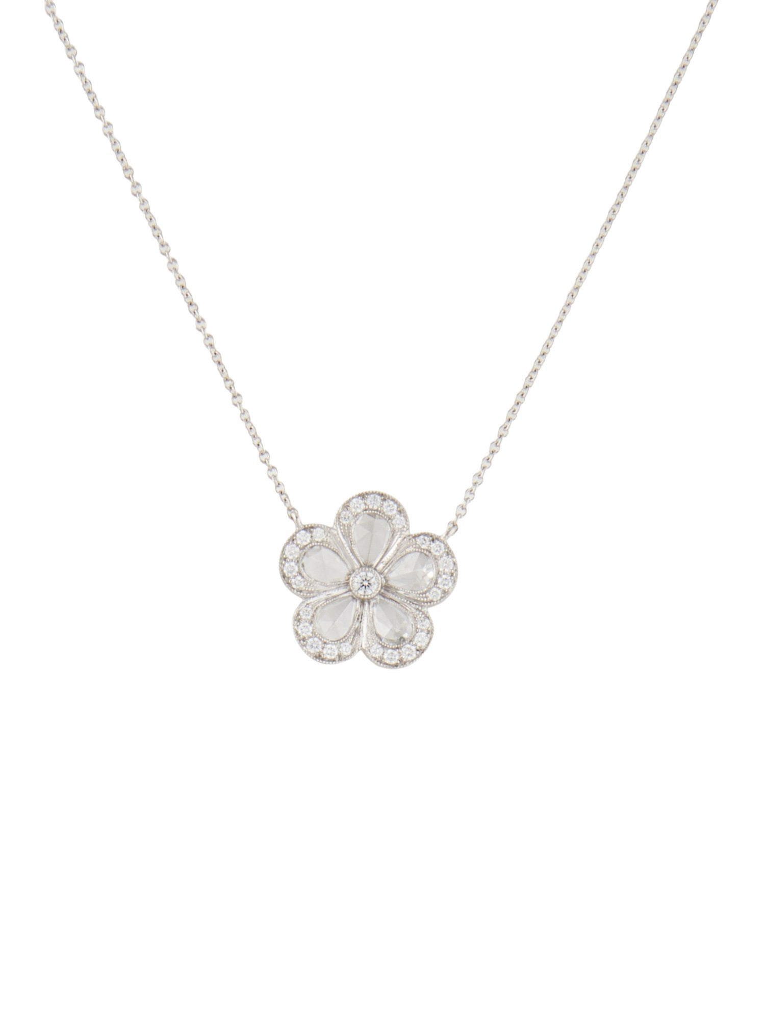 Tiffany & Co. Platinum Diamond Enchant Flower Pendant Necklace