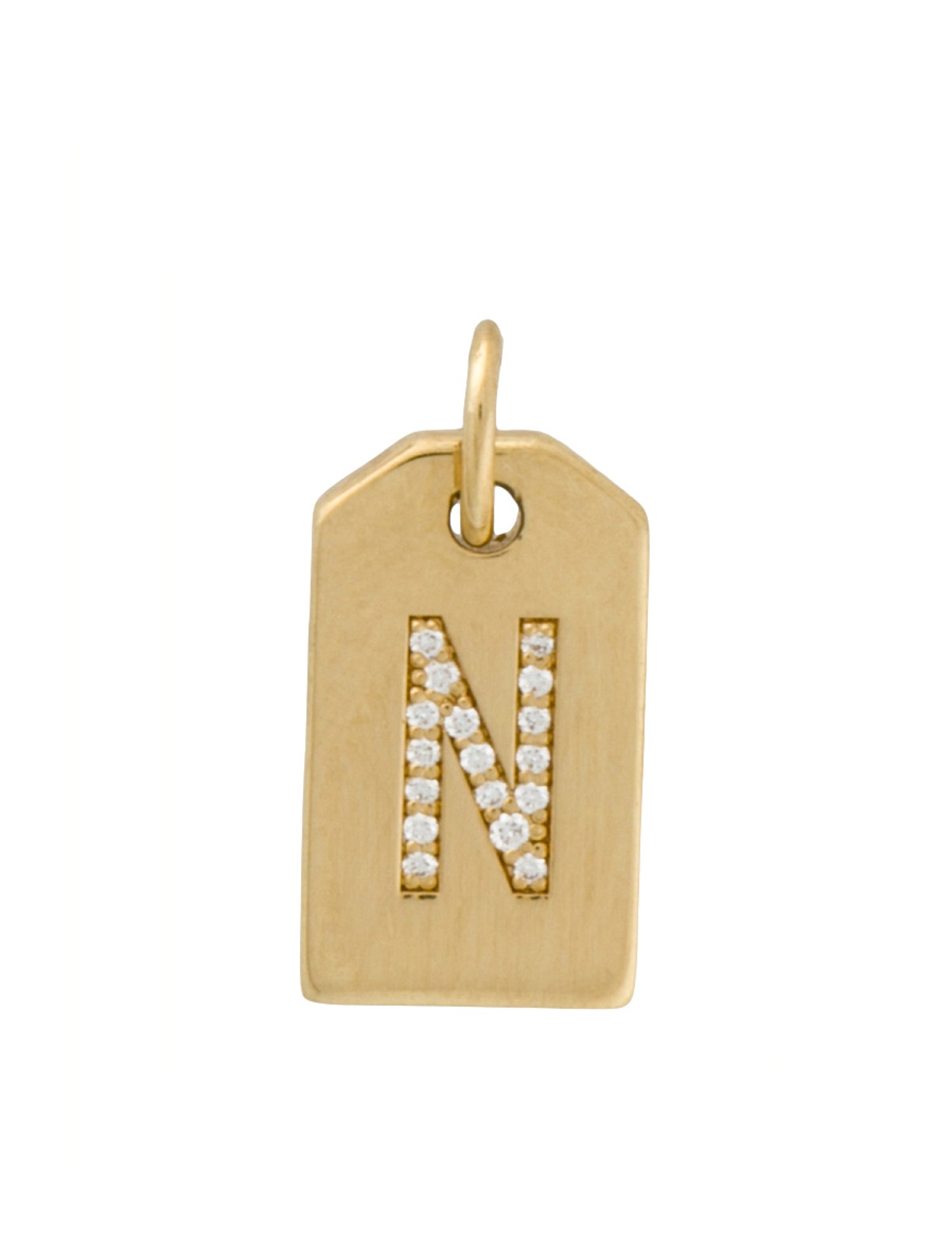 Tiffany & Co. 18K Diamond 'N' Mini Tag Charm