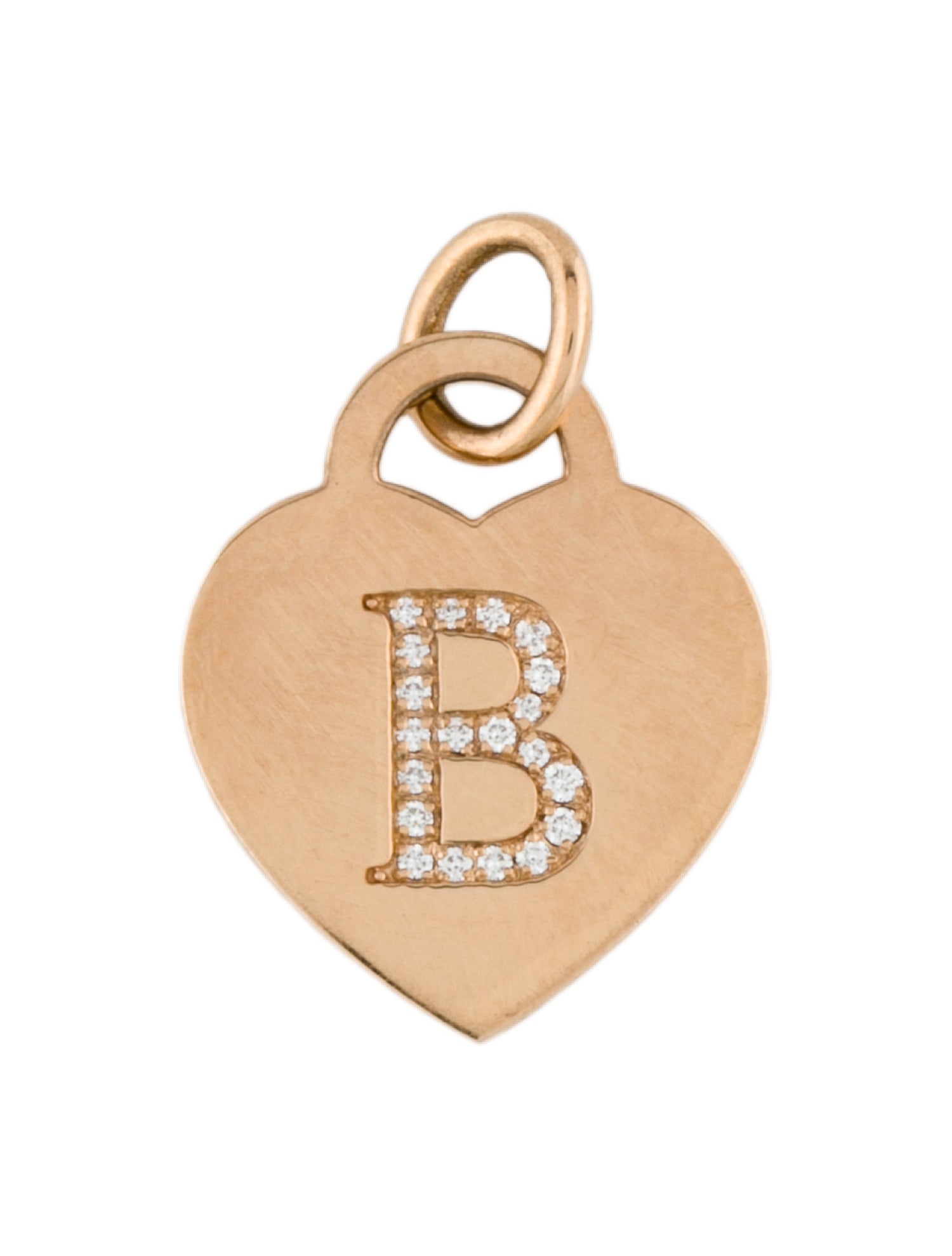 Tiffany & Co. 18K Diamond Letter 'B' Heart Tag Pendant