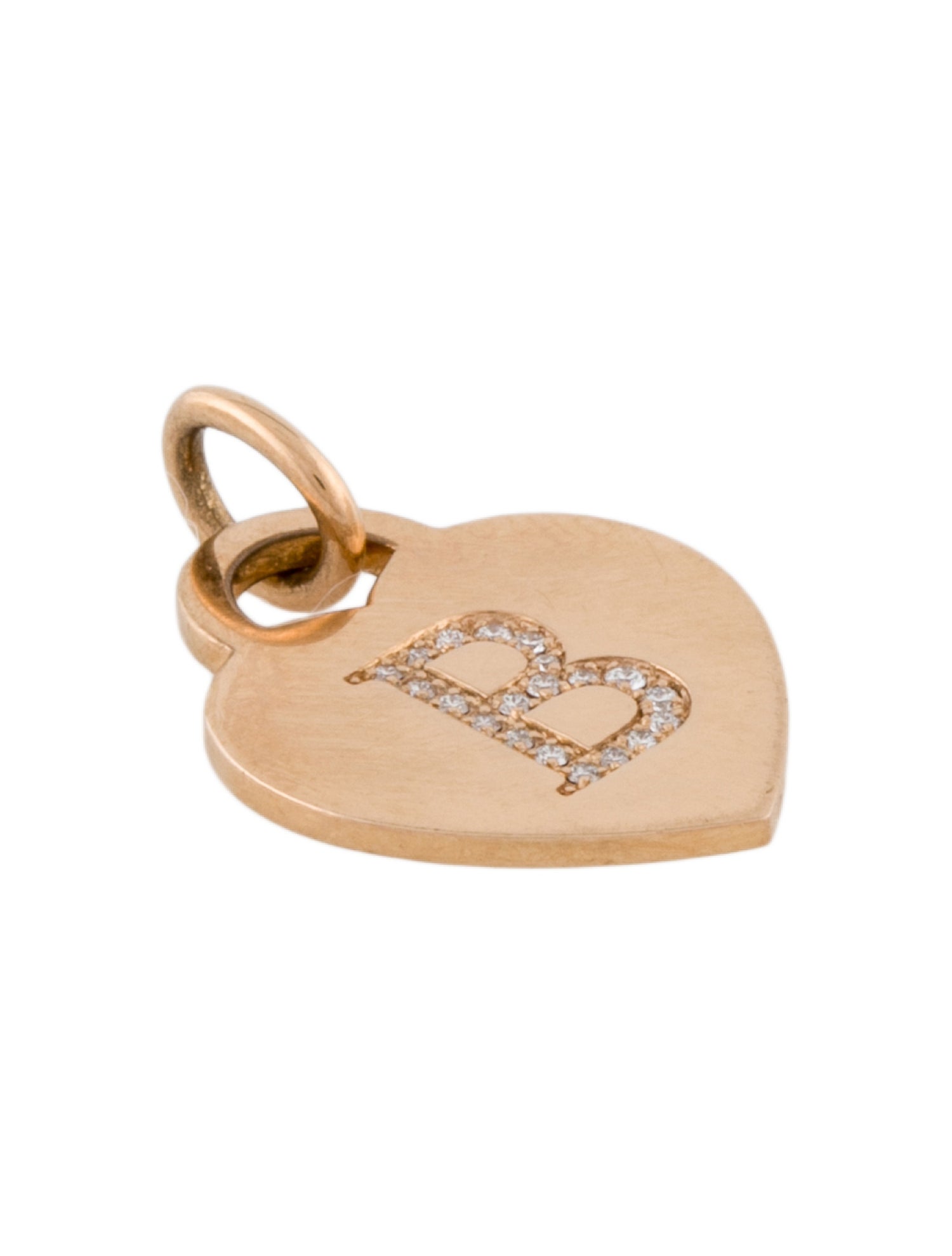 Tiffany & Co. 18K Diamond Letter 'B' Heart Tag Pendant