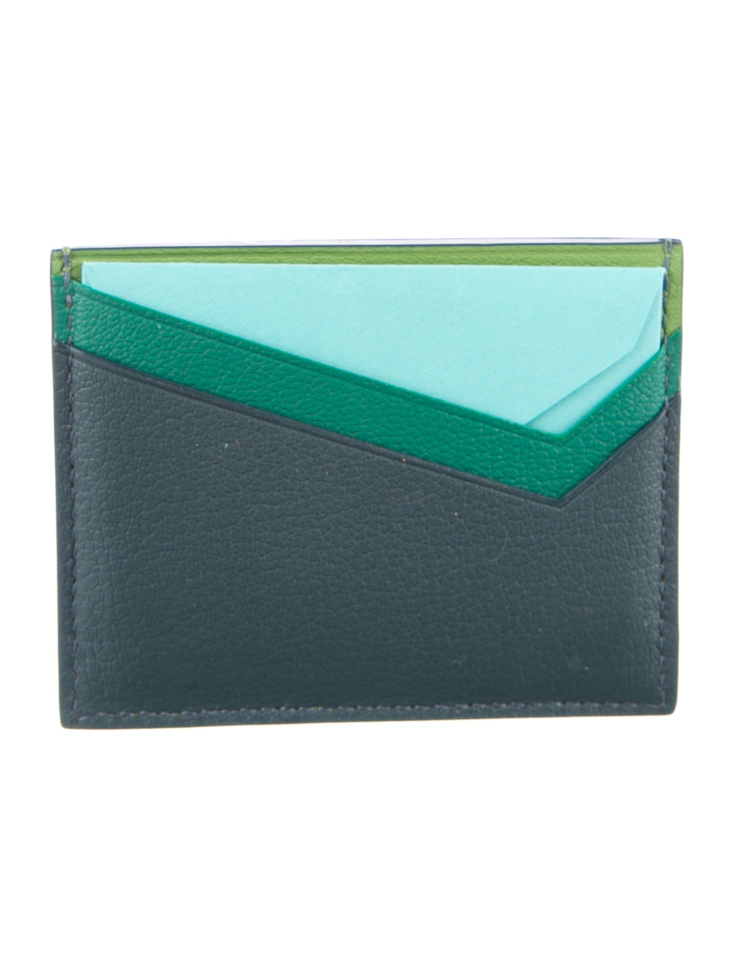 Tiffany & Co. Leather Colorblock Pattern Wallet - Green Wallets