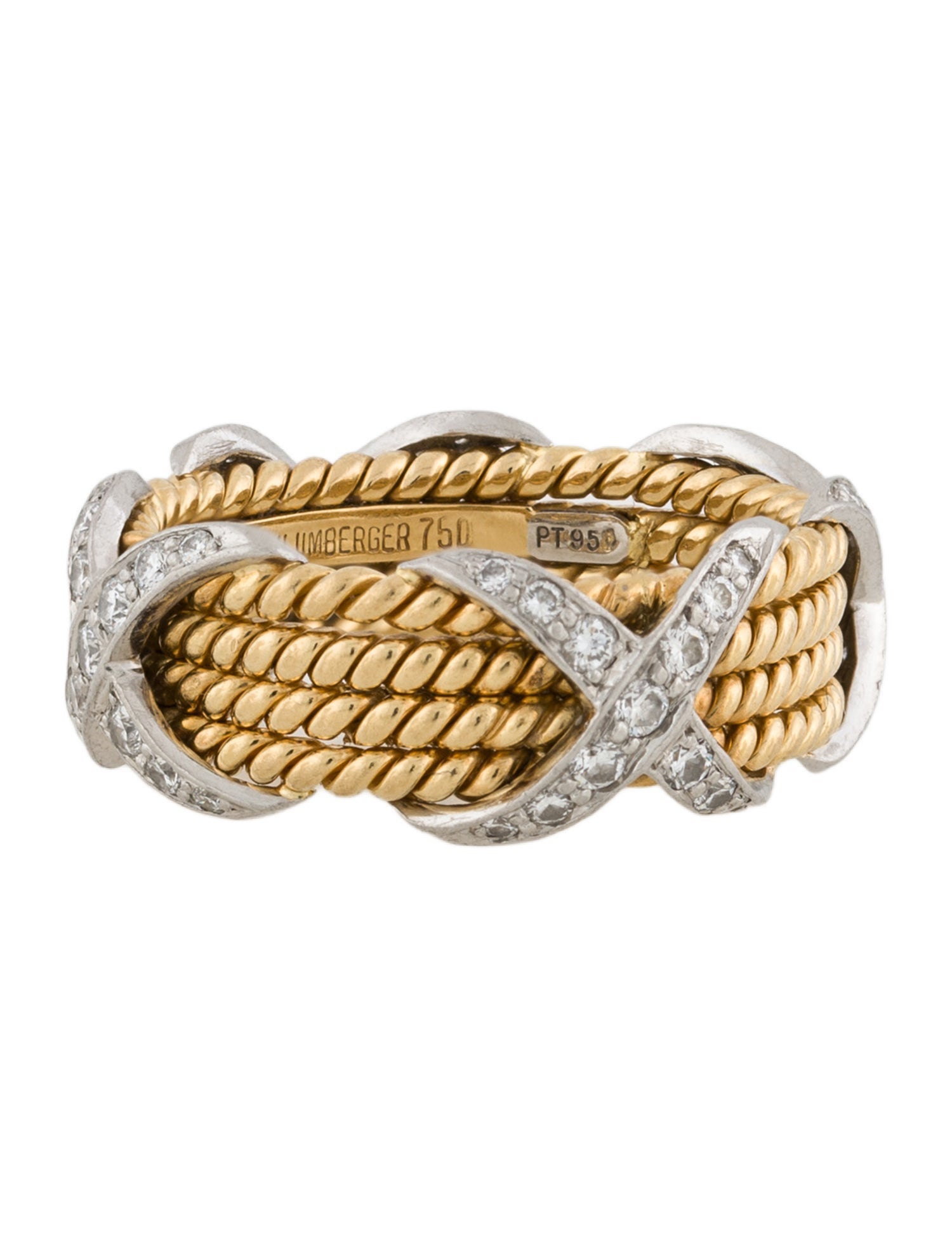 Tiffany & Co. Diamond Rope Four-Row X Ring
