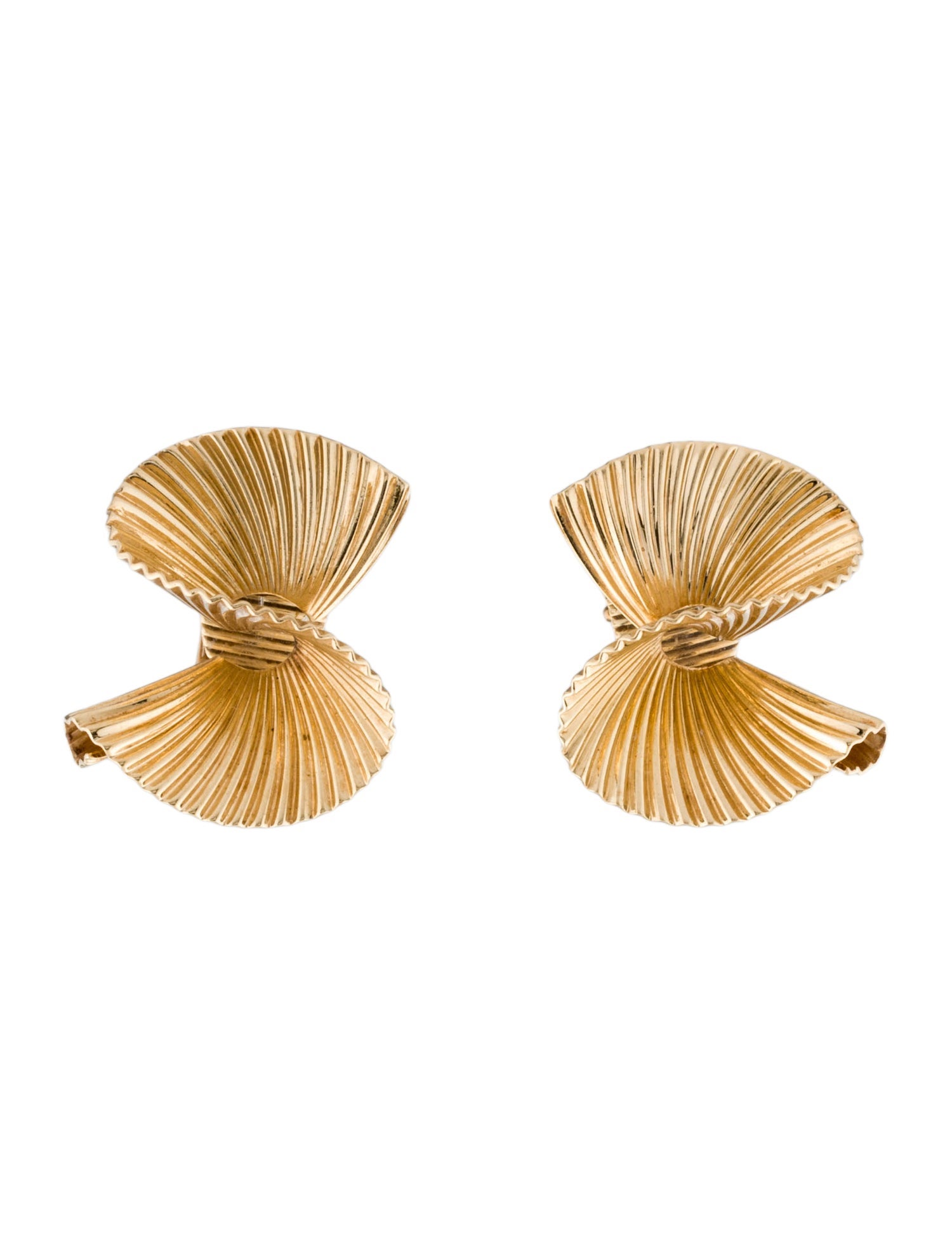 Tiffany & Co. Vintage 14K George Schuler Fluted Clip-On Earrings