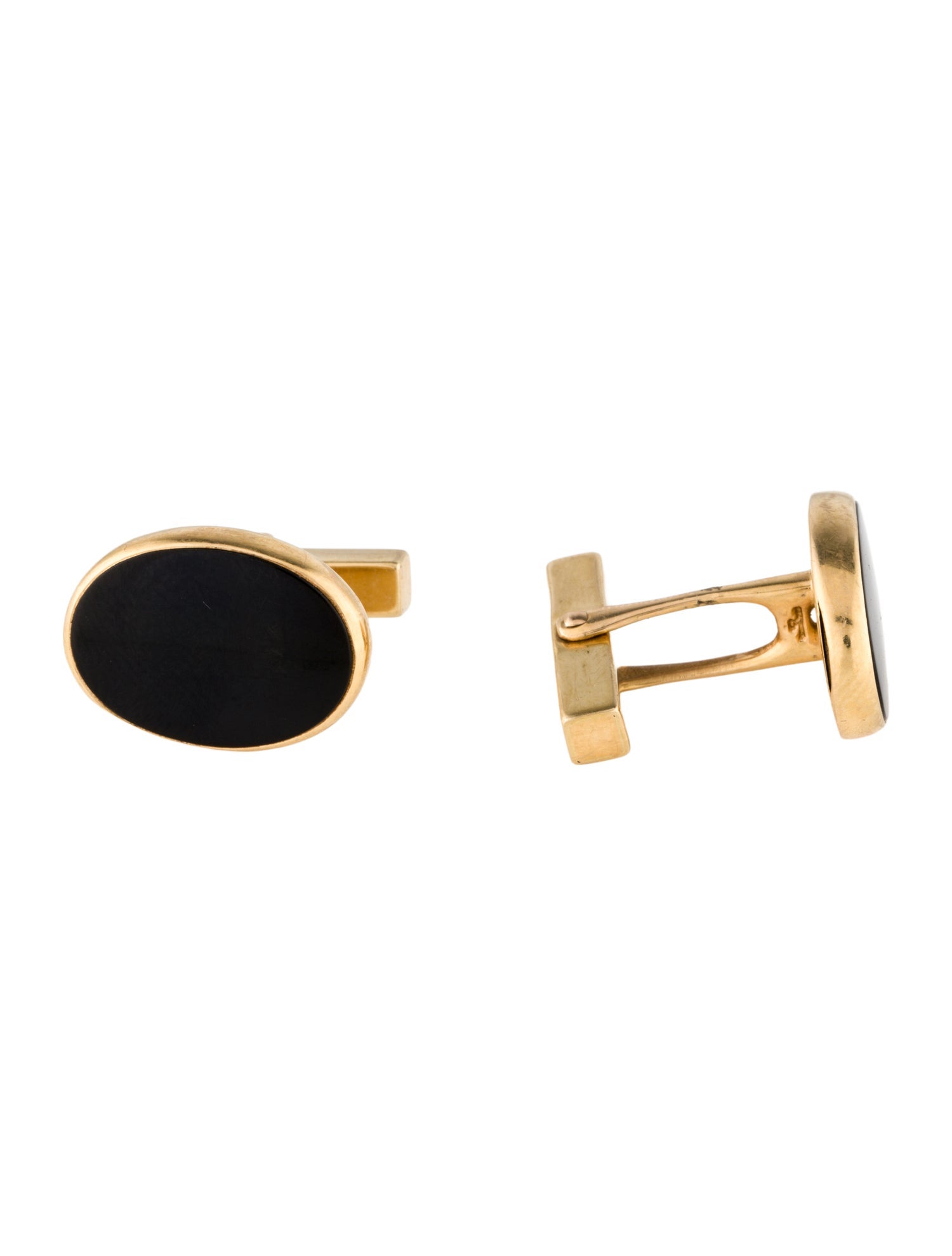 Tiffany & Co. Vintage 14K Onyx Oval Cufflinks
