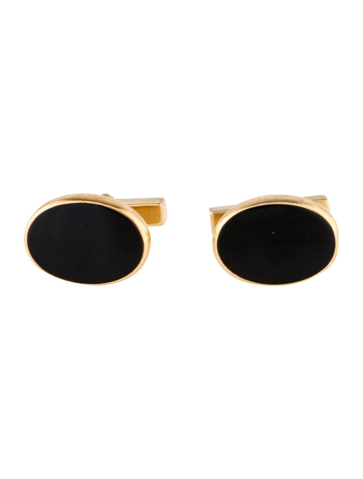 Tiffany & Co. Vintage 14K Onyx Oval Cufflinks