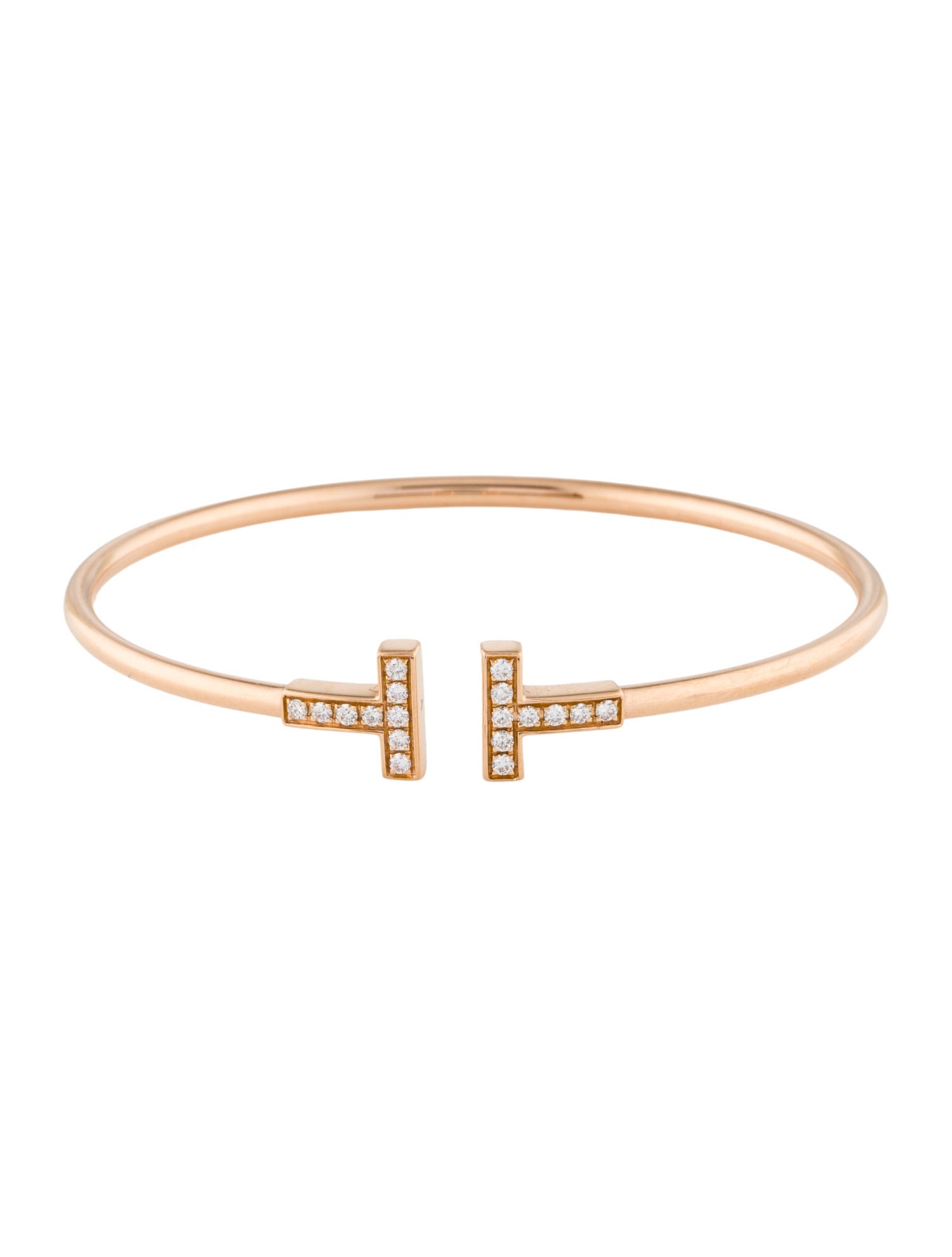 Tiffany & Co. 18K Diamond T Wire Cuff Bracelet