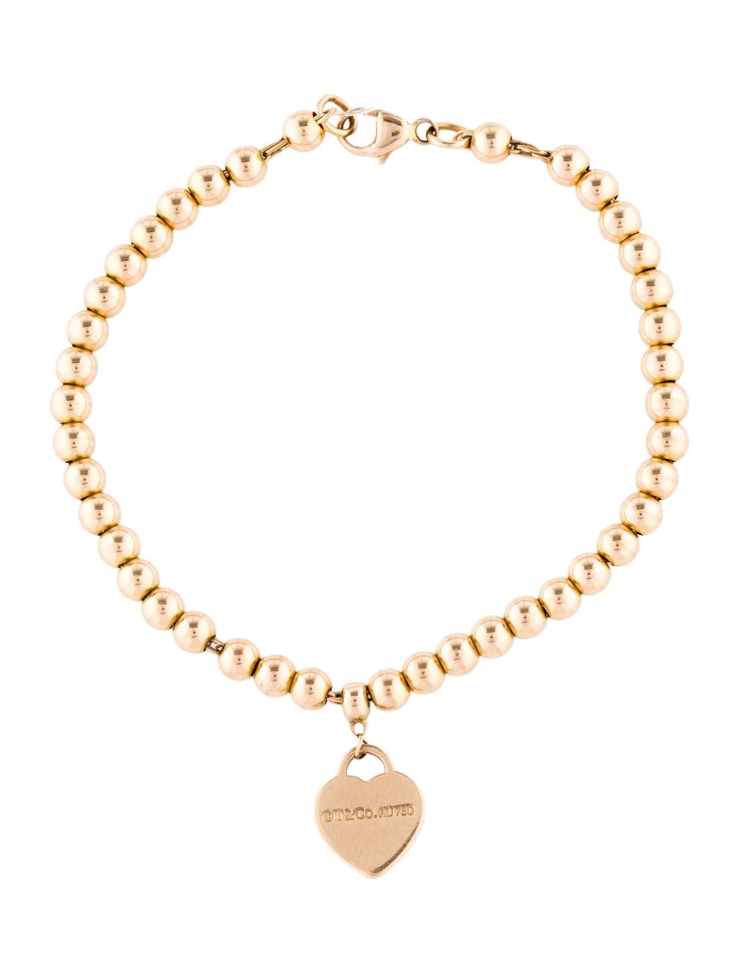 Tiffany & Co. 18K Heart Tag Bead Bracelet