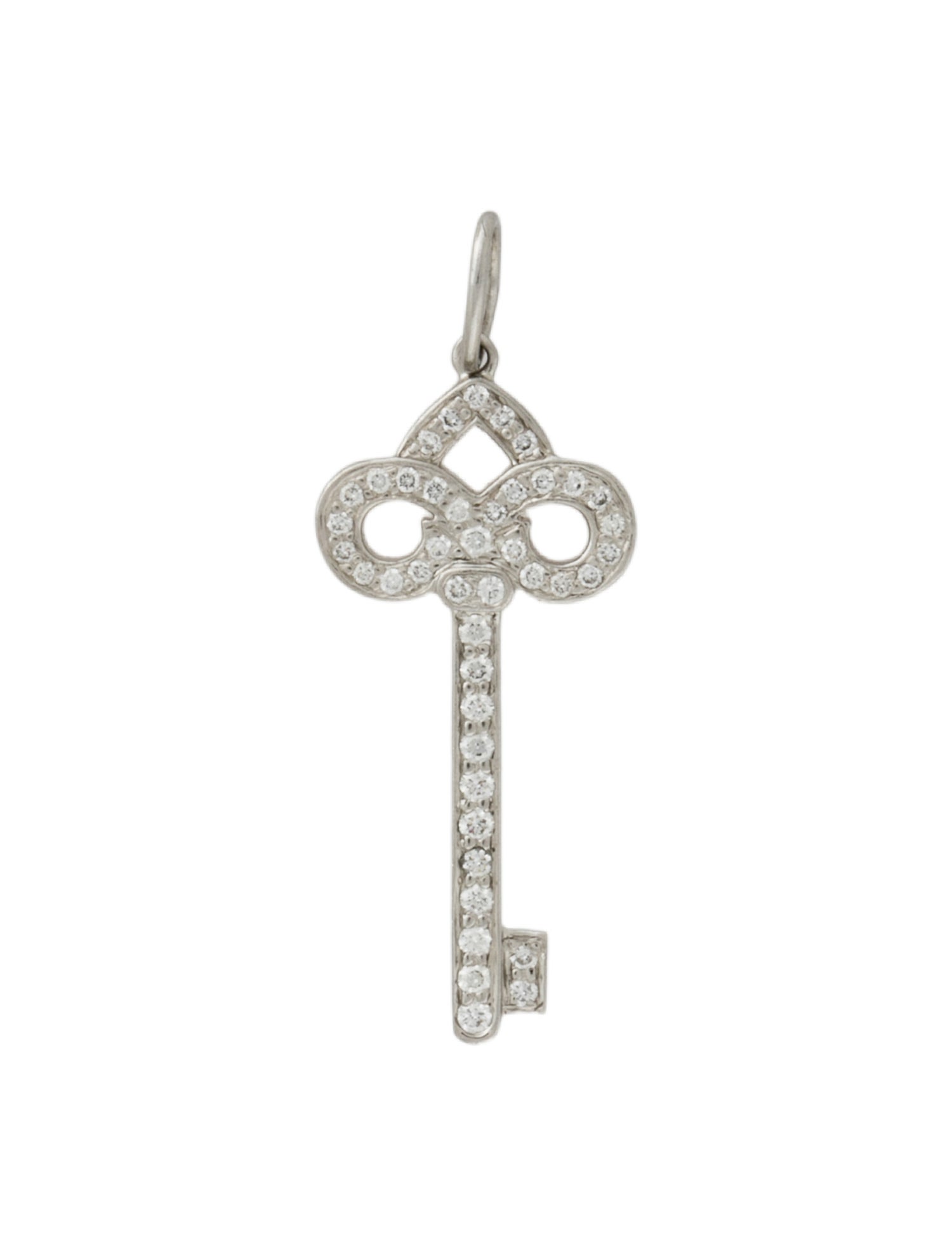 Tiffany & Co. Platinum Diamond Key Charm Pendant