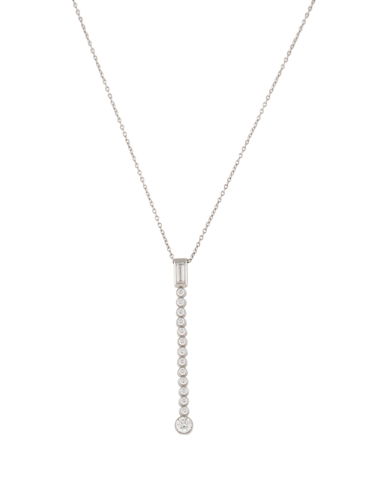 Tiffany & Co. Vintage Platinum Diamond Drop Jazz Pendant Necklace