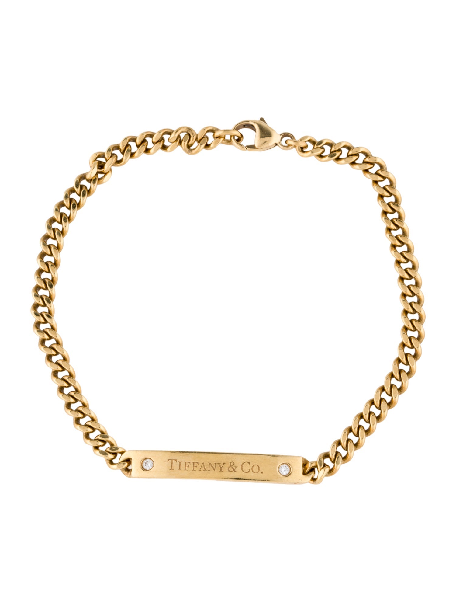 Tiffany & Co. 18K Diamond Micro Link ID Chain Bracelet