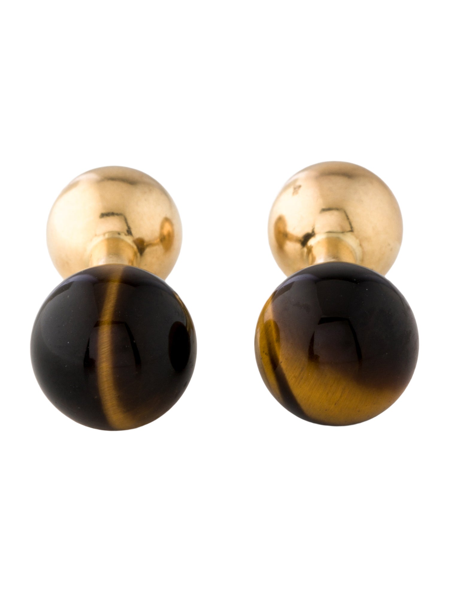 Tiffany & Co. Vintage 14K Tiger's Eye Quartz Cufflinks
