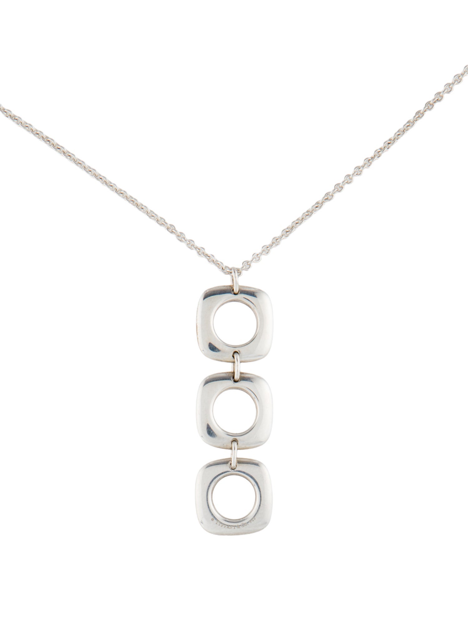 Tiffany & Co. Square Cushion Triple Drop Pendant Necklace