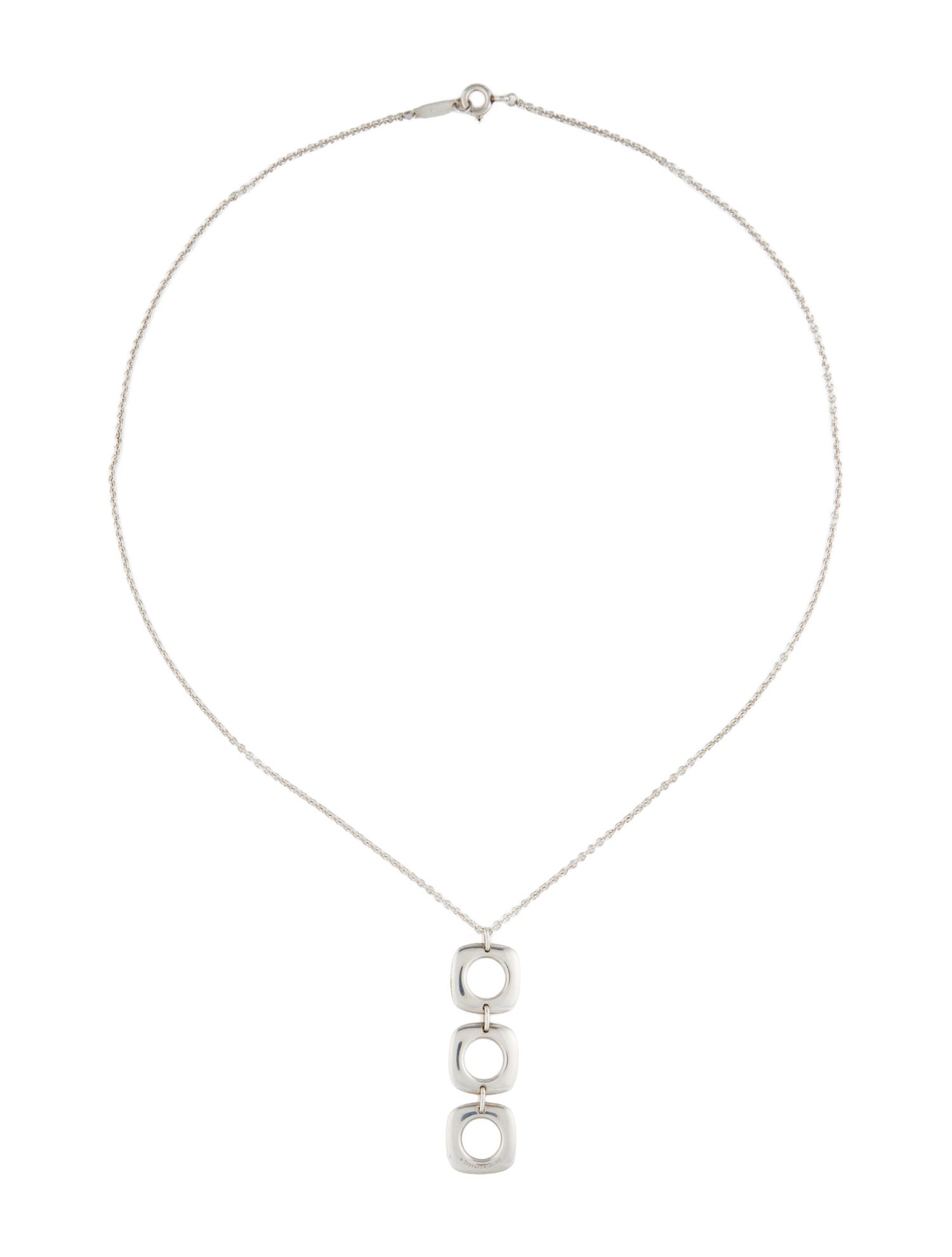 Tiffany & Co. Square Cushion Triple Drop Pendant Necklace