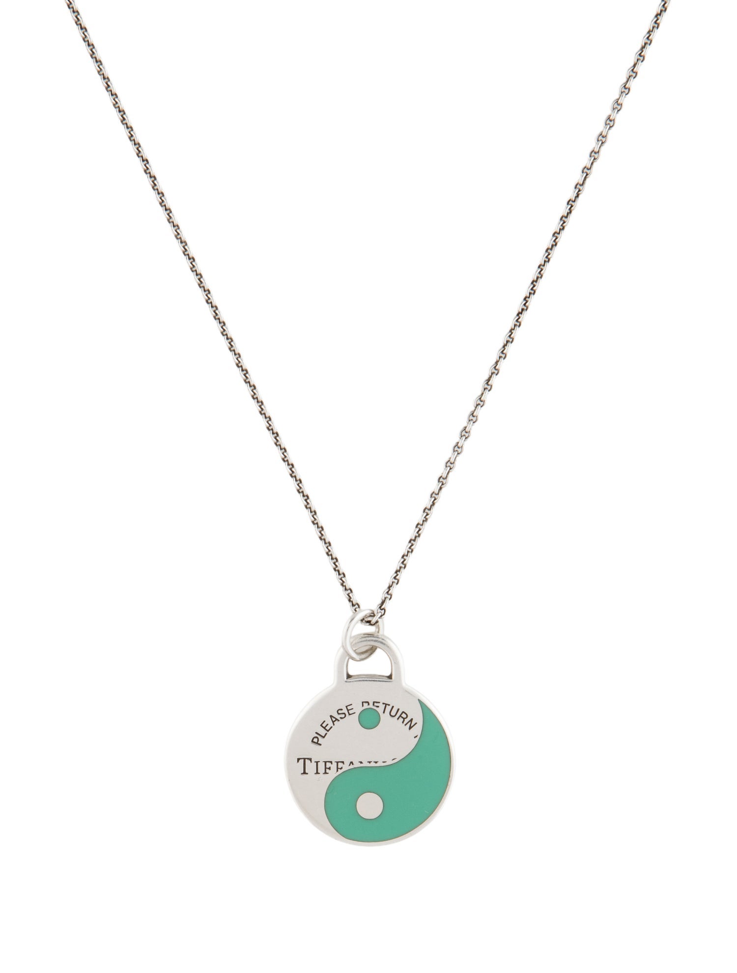 Tiffany & Co. Enamel Yin Yang Round Tag Pendant Necklace