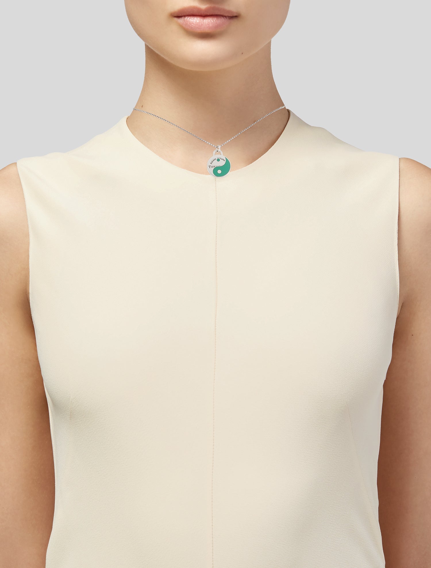 Tiffany & Co. Enamel Yin Yang Round Tag Pendant Necklace