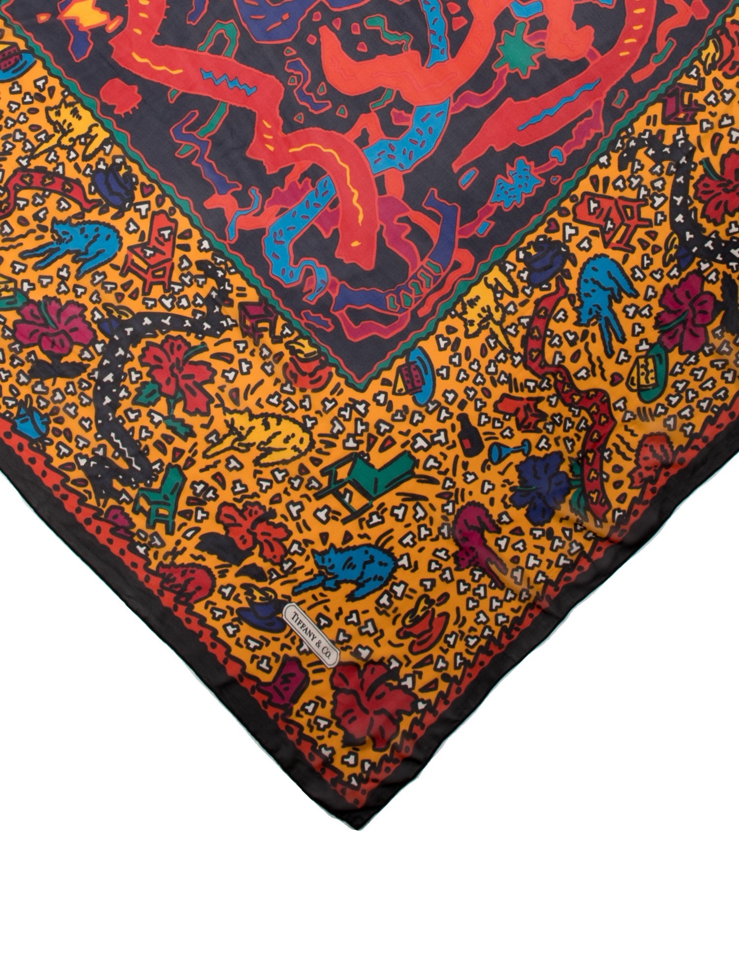 Tiffani and Co. Large Vintage Silk Scarf or shawl