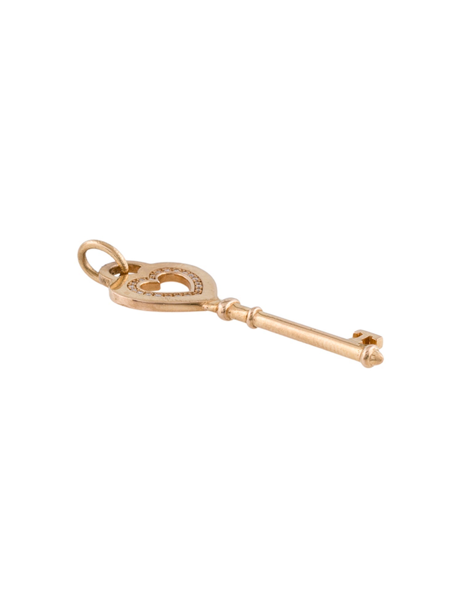 Tiffany & Co. 18K Diamond Heart Key Pendant