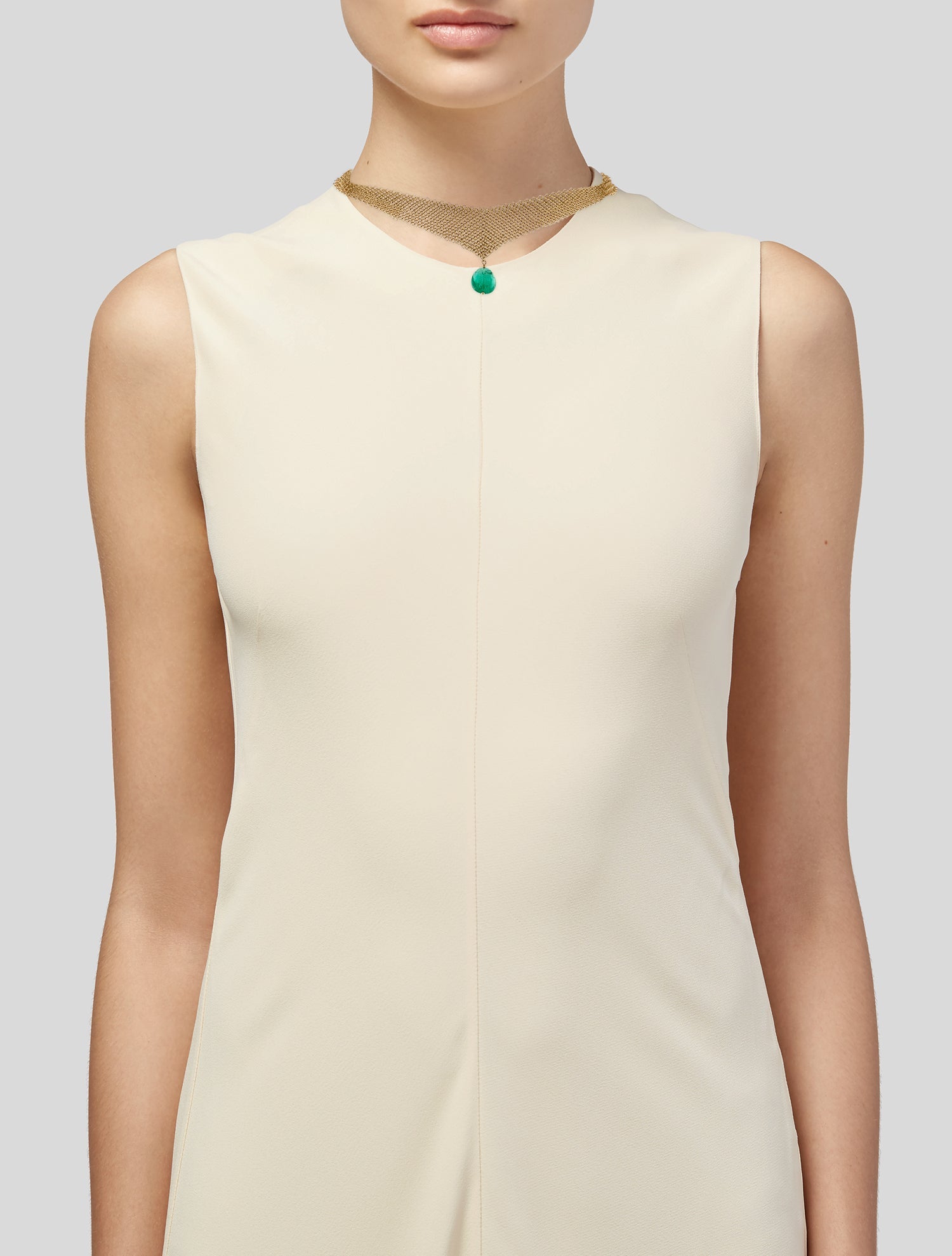 Tiffany & Co. 18K Emerald Mesh Bib Pendant Necklace