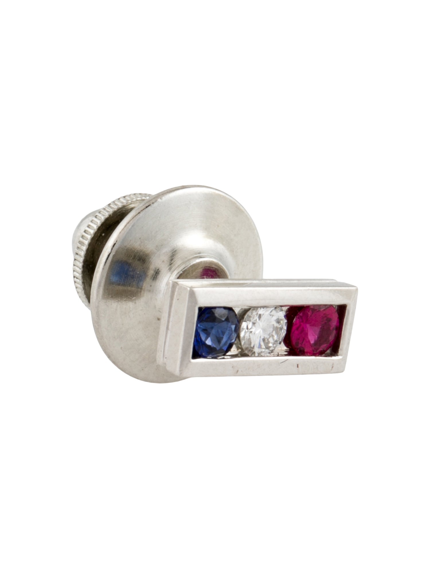 Tiffany & Co. Platinum Ruby, Sapphire & Diamond Tie Pin